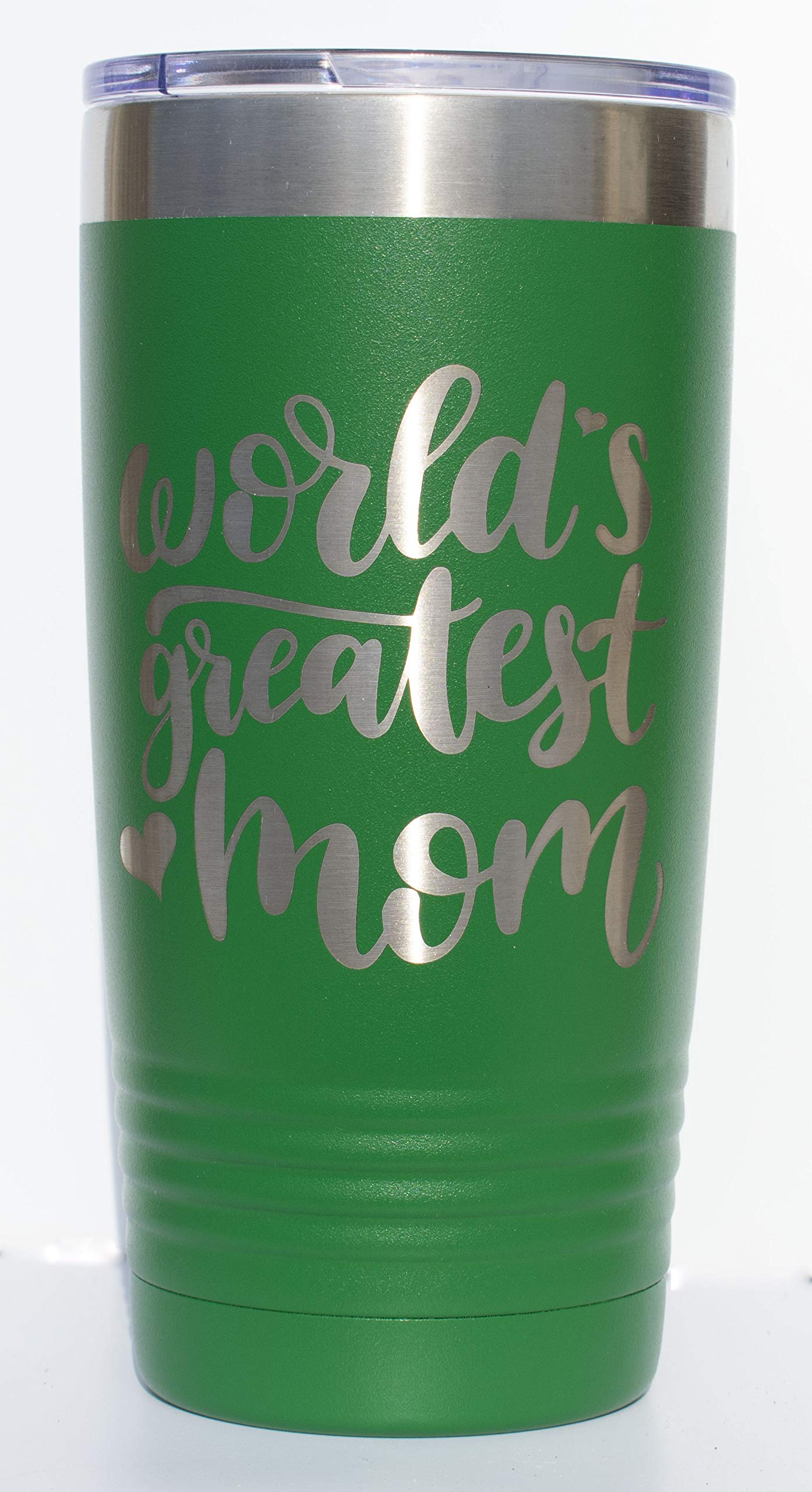 World's Best Mom - 20oz Vacuum Insulated Stainless Steel Tumbler with Lid & Straw, Leakproof Travel Mug for Coffee & Tea, Perfect Gift for Mother's Day, Birthday, Christmas - Green