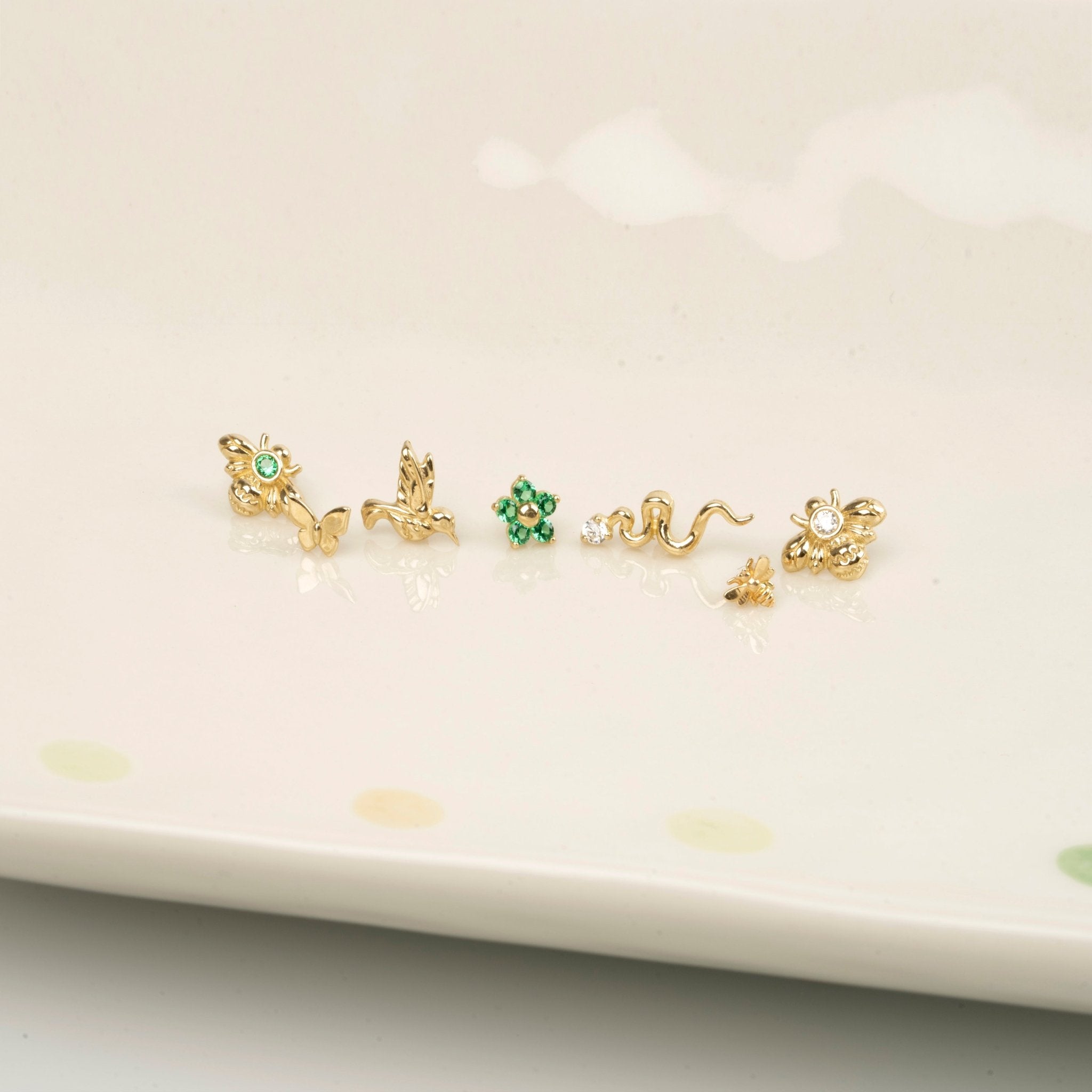 14K Yellow Gold Butterfly Flat Back Stud Earrings - Hypoallergenic & Tarnish-Free for Sensitive Ears | Perfect for Everyday Wear, Gifts & Special Occasions