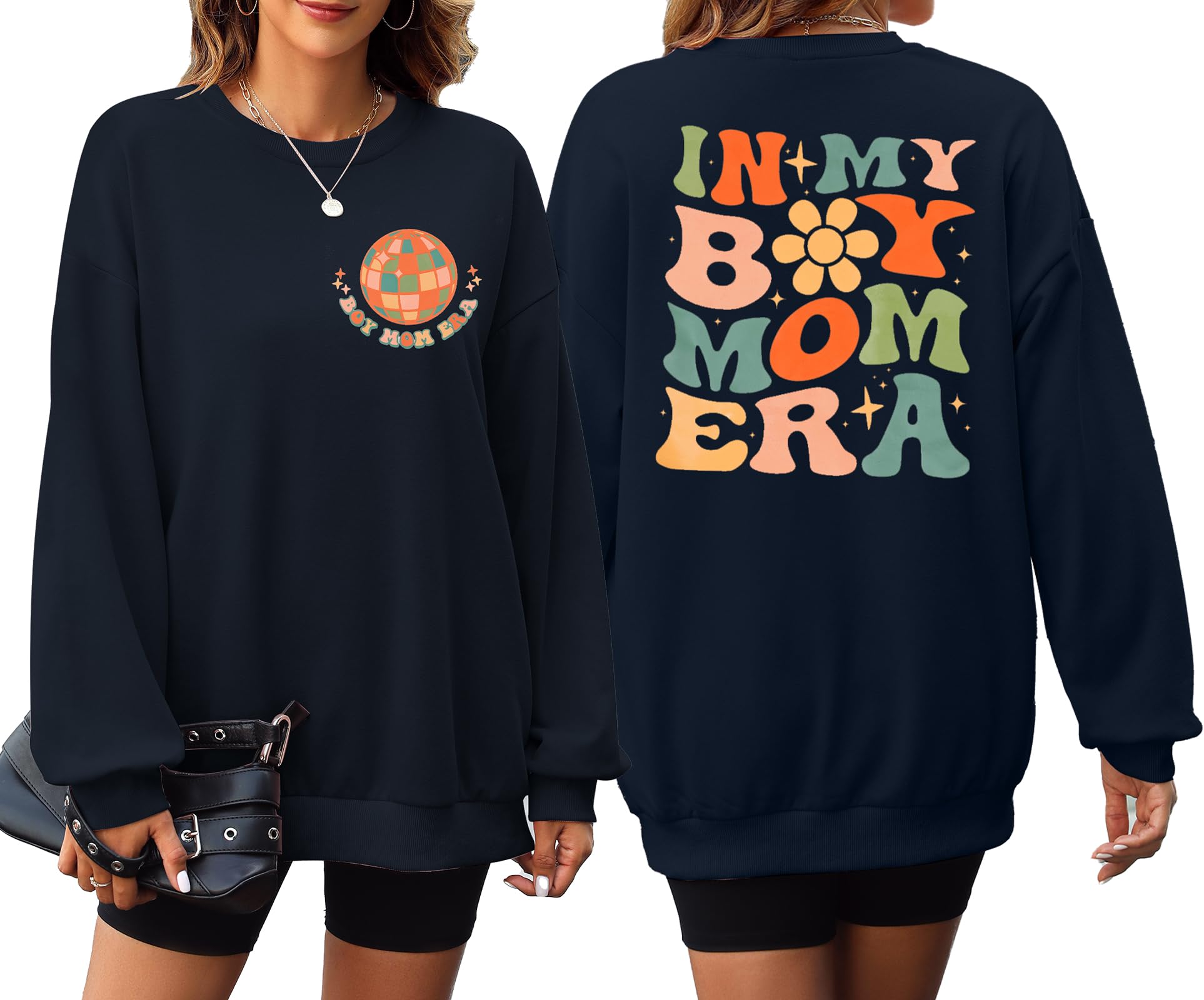 EGELEXY Women's Boy Mom Sweatshirt - Mama Life Pullover Top, Casual Long Sleeve Blouse Tee for Comfort & Style | Perfect for Mother's Day, Family Photos & Everyday Wear