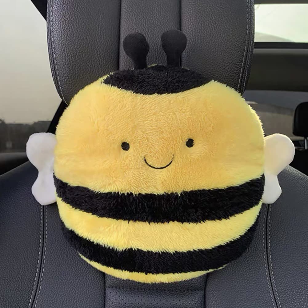 Comfortable Car Headrest Pillow - Soft Bee Neck Pillow for Driving, Seat Belt Cover Shoulder Pad & Head Rest Cushion (1PCS) - Perfect for Long Road Trips & Commuting