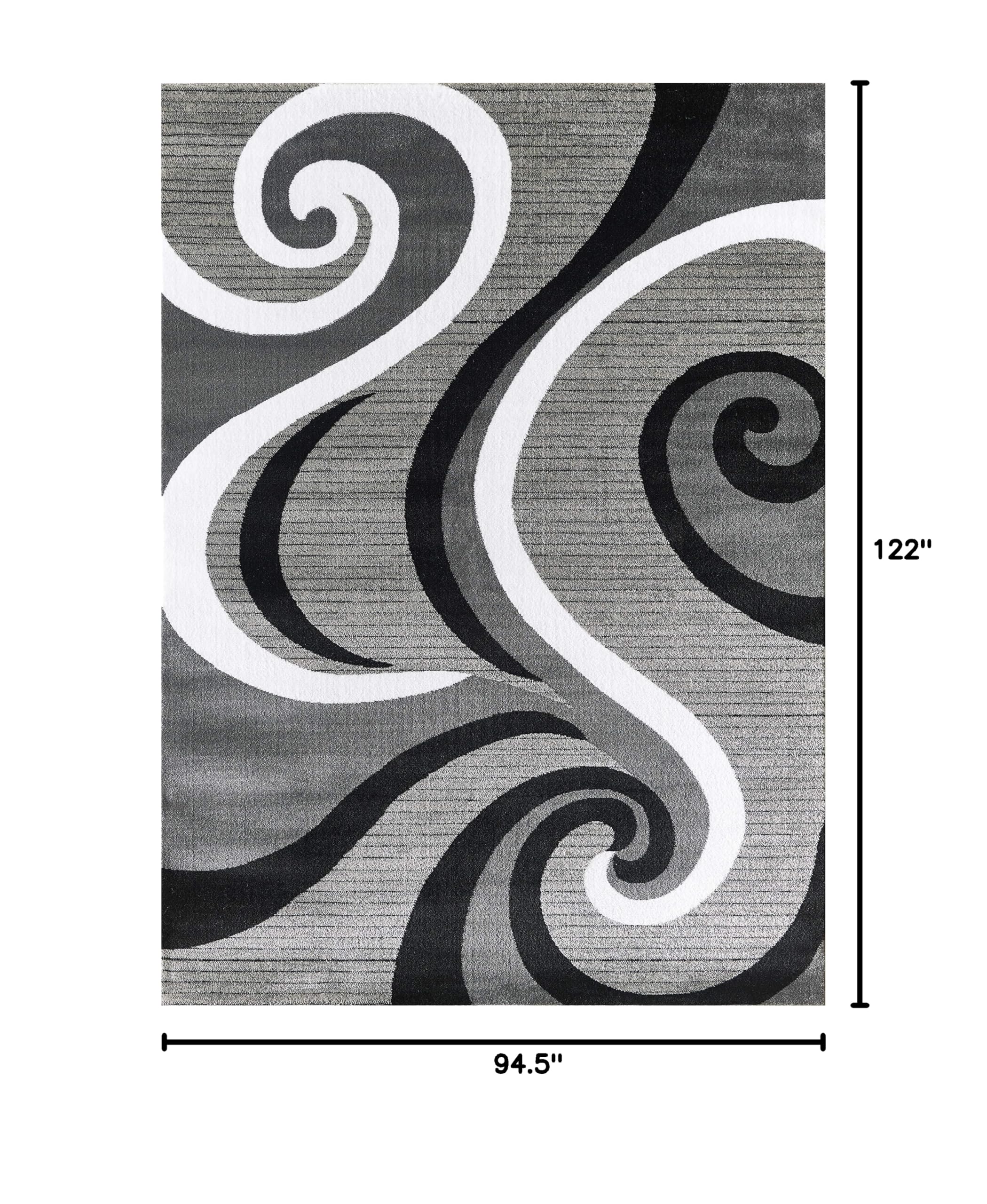Golden Rugs Modern Swirl Design Area Rug - Contemporary Non-Slip Carpet for Bedroom, Living Room & Dining Room | Sevilla Collection 4817A | Perfect for Home Decor, Office & High Traffic Areas