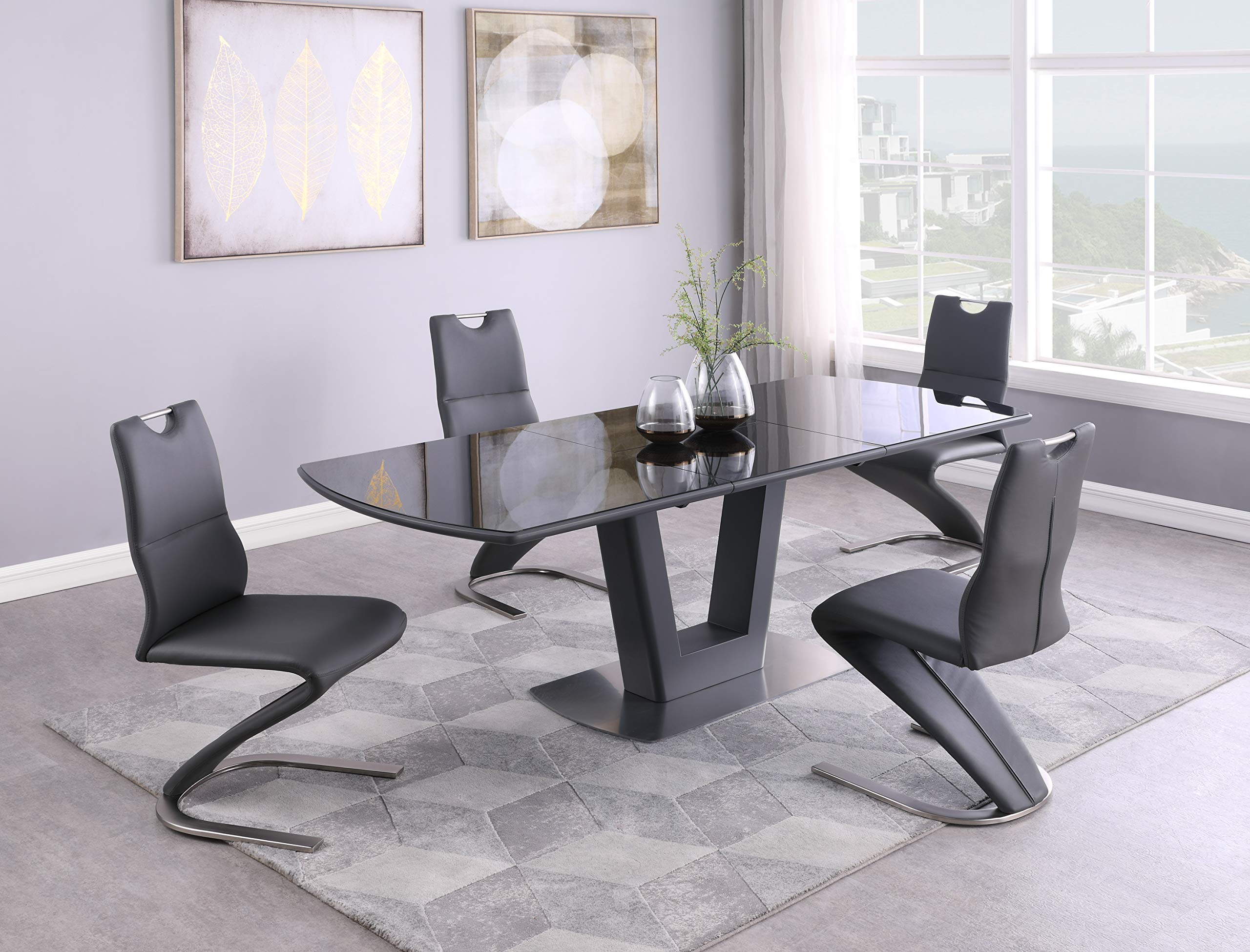Milan Sully Handle Back Side Chair Set of 2 - Gray Upholstered Dining Chairs for Kitchen, Dining Room, or Office - Comfortable & Stylish Seating Solution