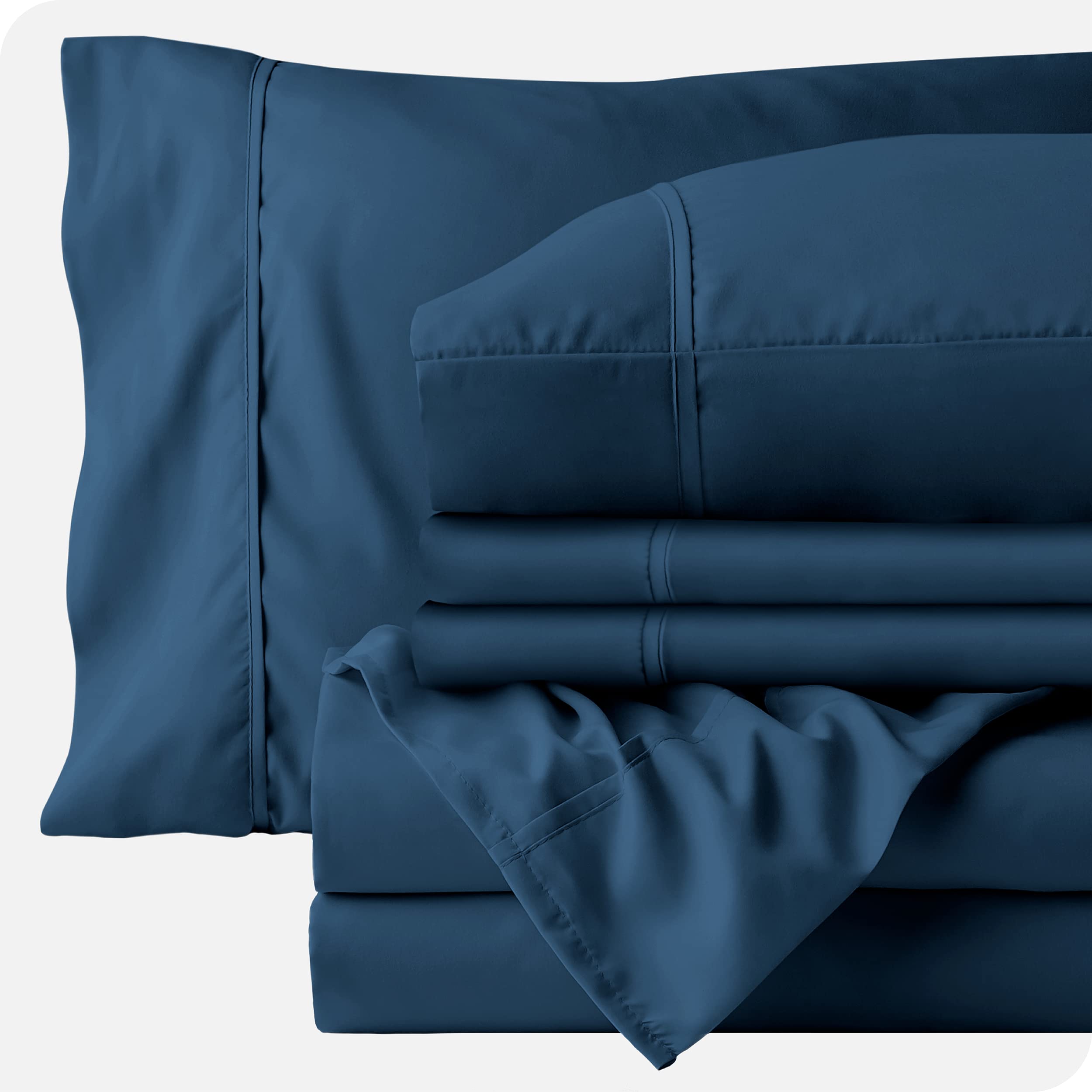 Premium Navy Blue Split King Sheet Set - 7-Piece Deep Pocket Sheets for Adjustable Beds (32