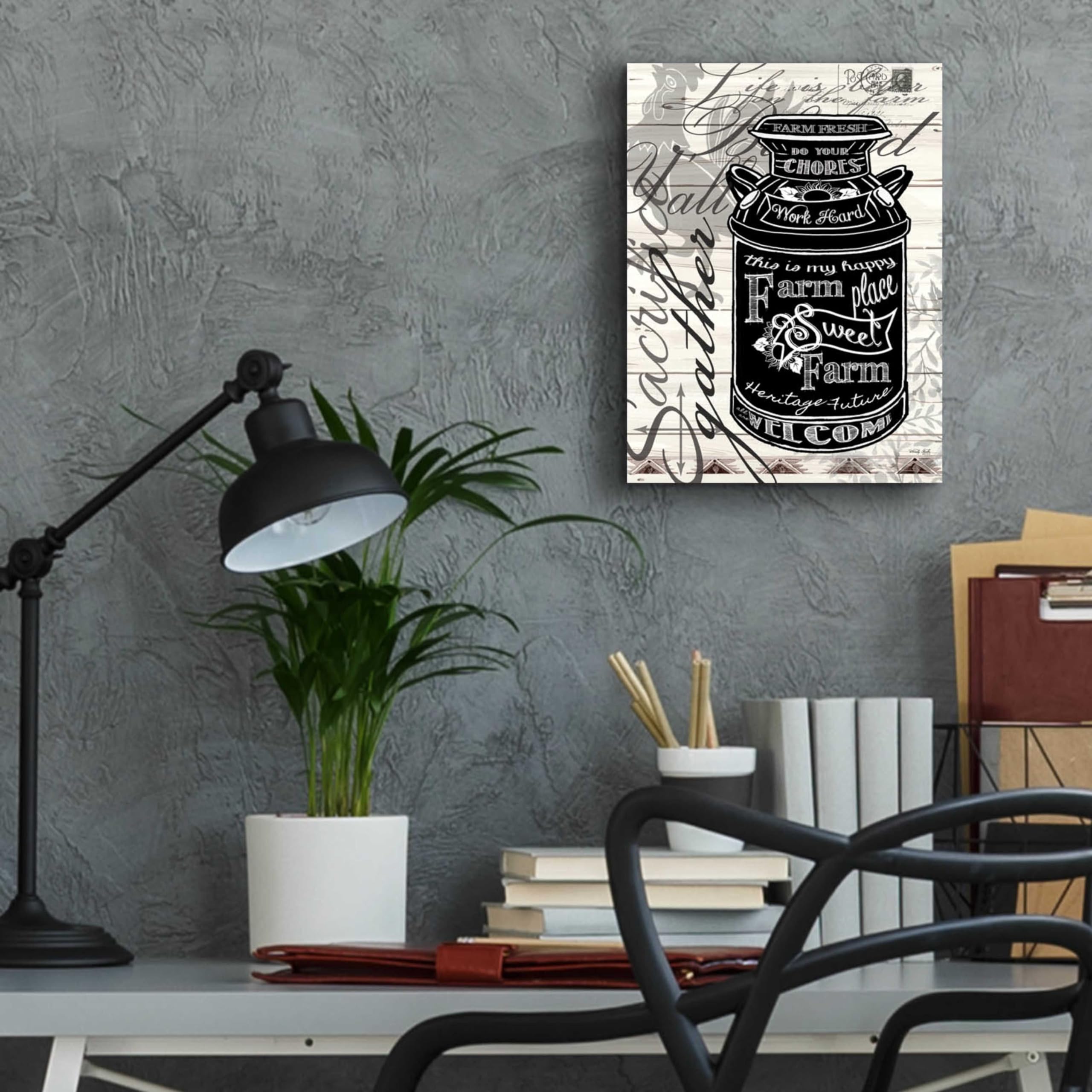 Farm Sweet Farm Milk Can Acrylic Glass Wall Art by Cindy Jacobs - 12x16 Inches Countryside Home Decor for Kitchen, Living Room & Farmhouse Style Interiors