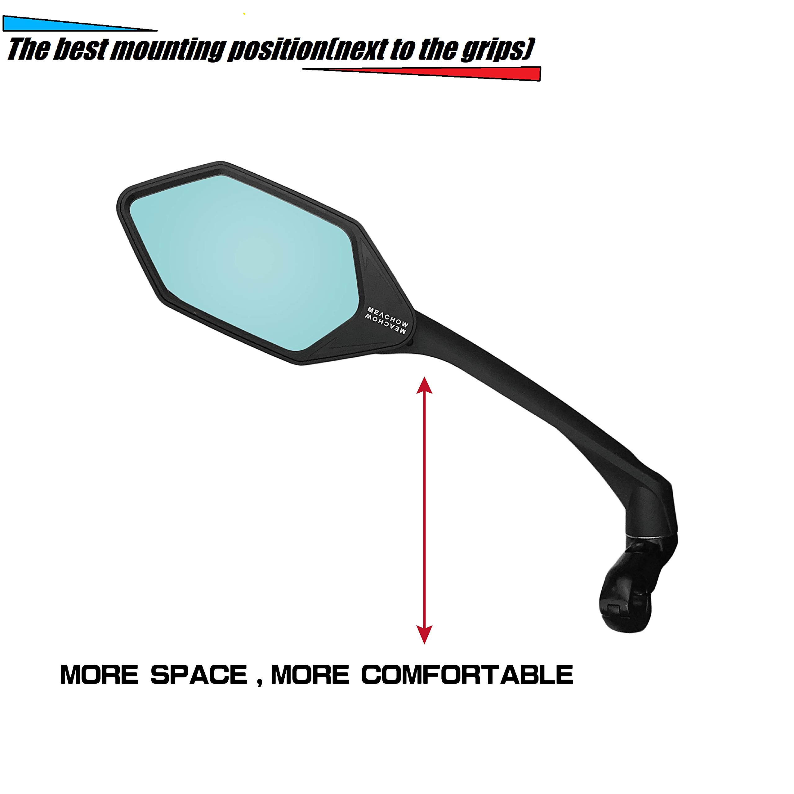 MEACHOW Scratch-Resistant Glass Lens Bike Mirror - Rotatable Handlebar Rearview Mirror for Safe Cycling (ME-007) | Perfect for Road Bikes, Mountain Bikes & Commuting