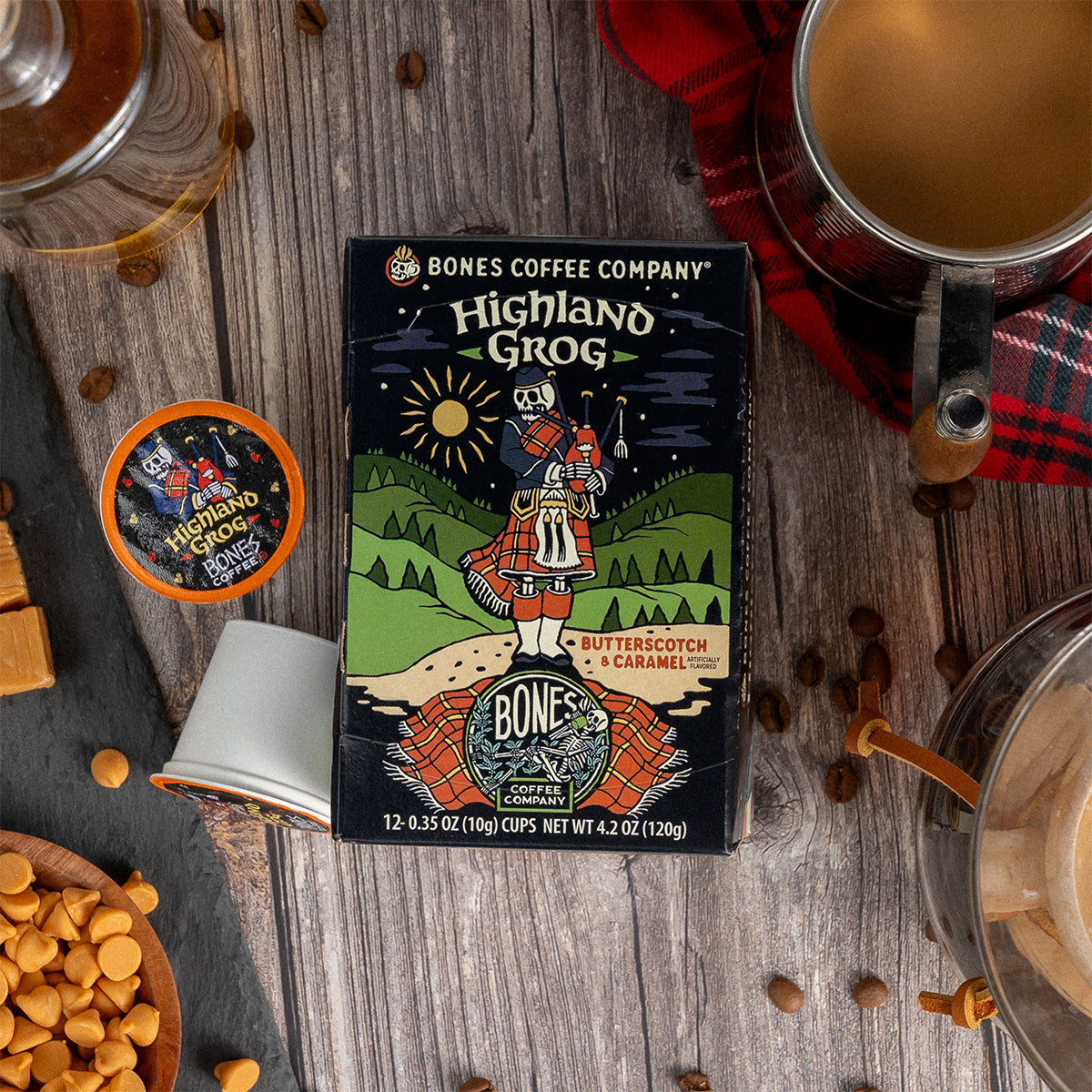 Highland Grog Bones Cups - 12 Pack Whiskey Glasses for Scotch, Bourbon & Craft Beer | Perfect for Home Bars, Parties & Gifts