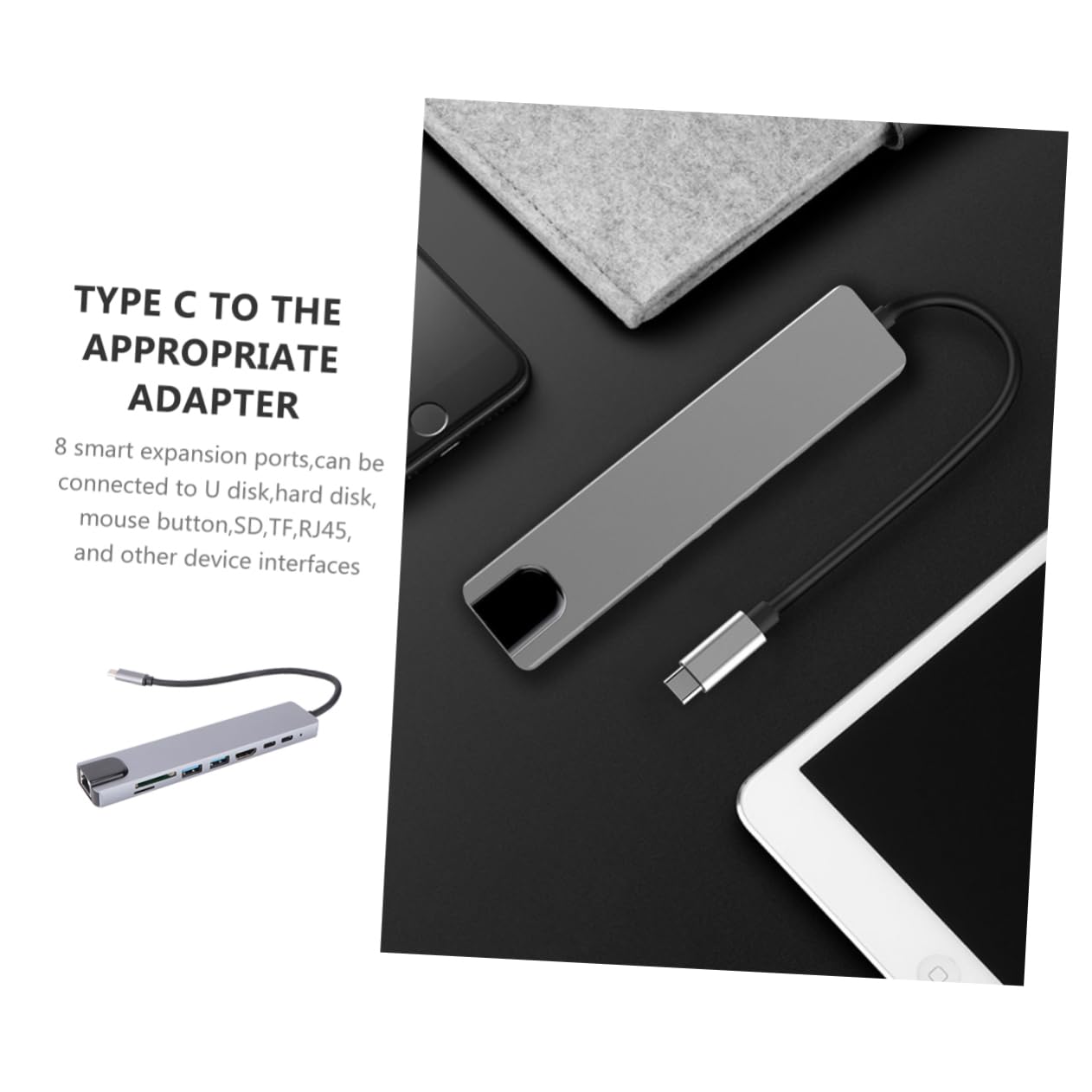 HOMSFOU 8-in-1 USB 3.0 Hub with 4K HDMI, Fast Charging Port - Perfect for Laptop, PC, MacBook Pro/Air, Home Office & Gaming Setup