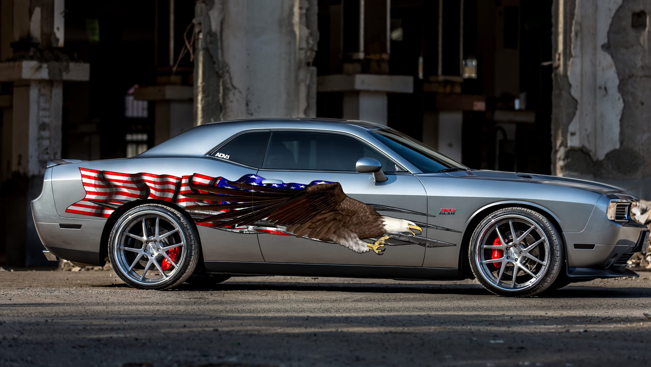 Patriotic US Eagle Car Vinyl Decal - American Flag Car Wrap Sticker - High Quality Full Color USA Graphics - Durable Tribal Design for Vehicles, Trucks & Windows - Perfect for 4th of July, Veterans Day & Car Shows