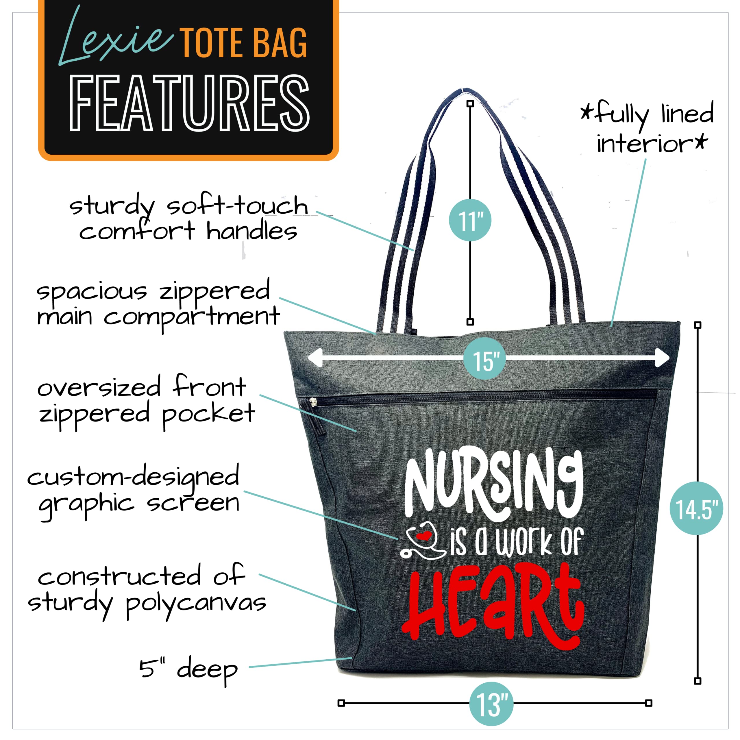 Professional Nurse Tote Bag for Women - Large Medical Work Bag with Multiple Zippered Pockets & Reinforced Straps - Perfect Christmas Gift for Healthcare Workers - Ideal for Hospital Shifts, Nursing School & Daily Commute