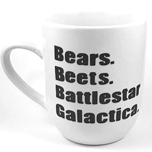Funny The Office Bears Beets Battlestar Galactica Quote Heat Transfer Vinyl Coffee Mug - Perfect for Office Gifts, TV Show Fans & Coffee Lovers
