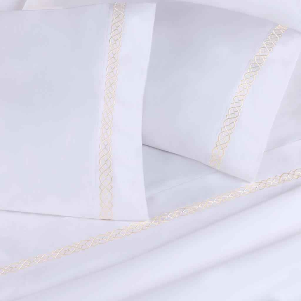 Premium 1000 Thread Count Egyptian Cotton Embroidered Pillowcase Set (2 Pack) - Luxury Bedding for Master Bedroom & Guest Room Decor