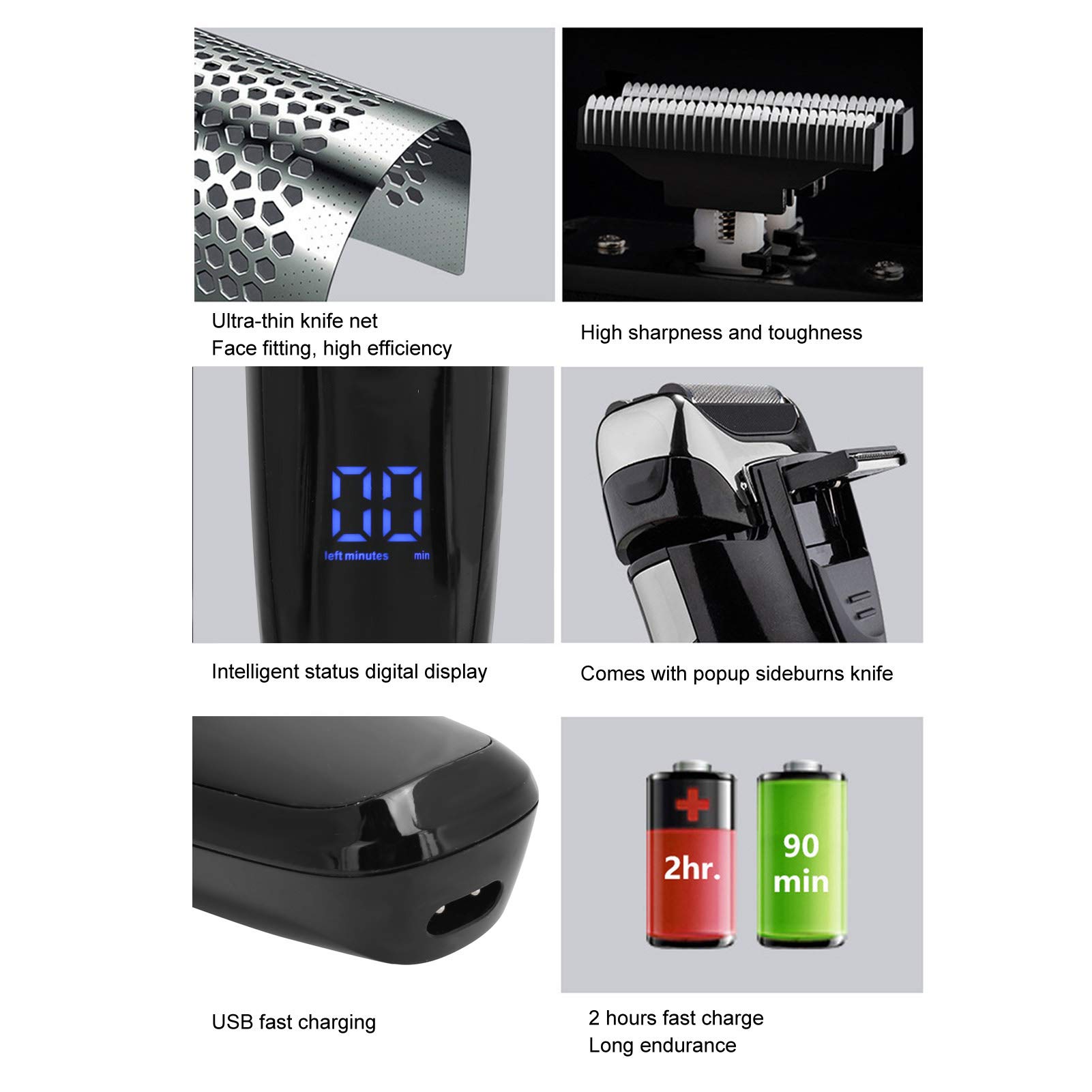 Men's Electric Shaver with Smart LCD Display - 3D Floating Heads, Wet/Dry Use, USB Rechargeable - Perfect for Travel, Business & Daily Grooming