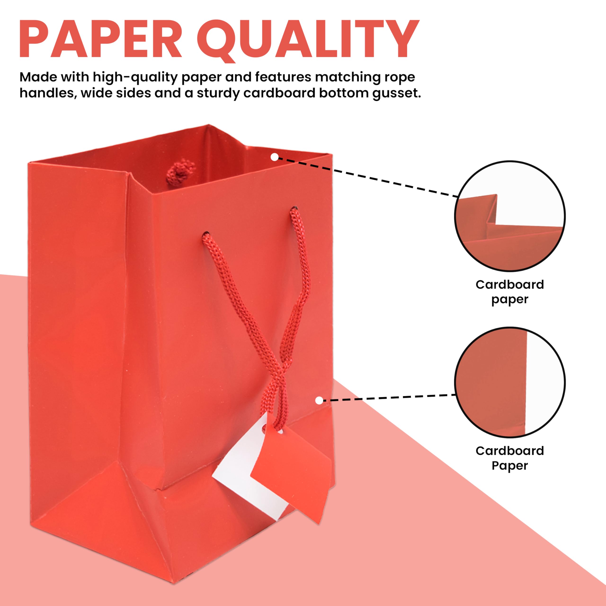 10 Pack Small Red Gift Bags with Handles 4.75x3.25x6.75 Inches - Bulk Paper Party Favor Bags for Birthday, Wedding, Business & Shopping - Euro Tote Grocery Bags for Retail Stores, Gift Wrapping & Personal Use