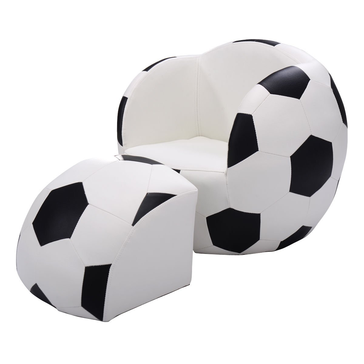 Kids Football Shaped Sofa Chair with Ottoman - Comfortable Toddler Couch for Playroom, Bedroom & Birthday Gifts - Perfect for Sports-Themed Decor & Relaxation