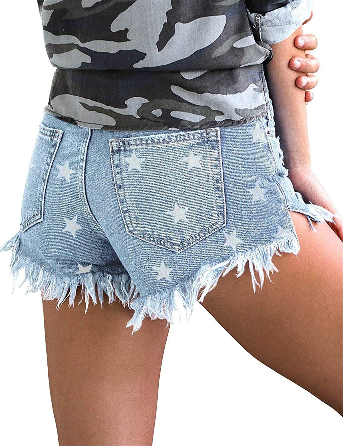 MODARANI Women's Distressed Ripped Denim Shorts - High Waisted Cut Off Jean Shorts for Summer | Perfect for Beach, Music Festivals & Casual Outfits
