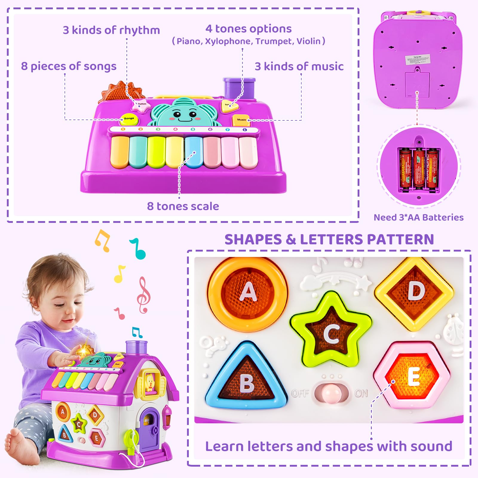 Montessori Toddler Toys 8-in-1 Musical Learning House - Educational Gift for 1-3 Year Olds - Perfect for Birthday & Early Childhood Development