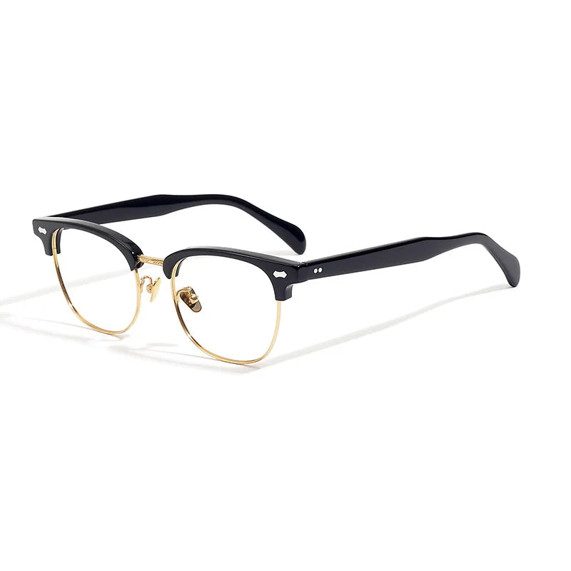 Stylish Unisex Black Titanium Acetate Square Eyeglasses Frame 49010 - Perfect for Work, Reading & Fashion Accessories