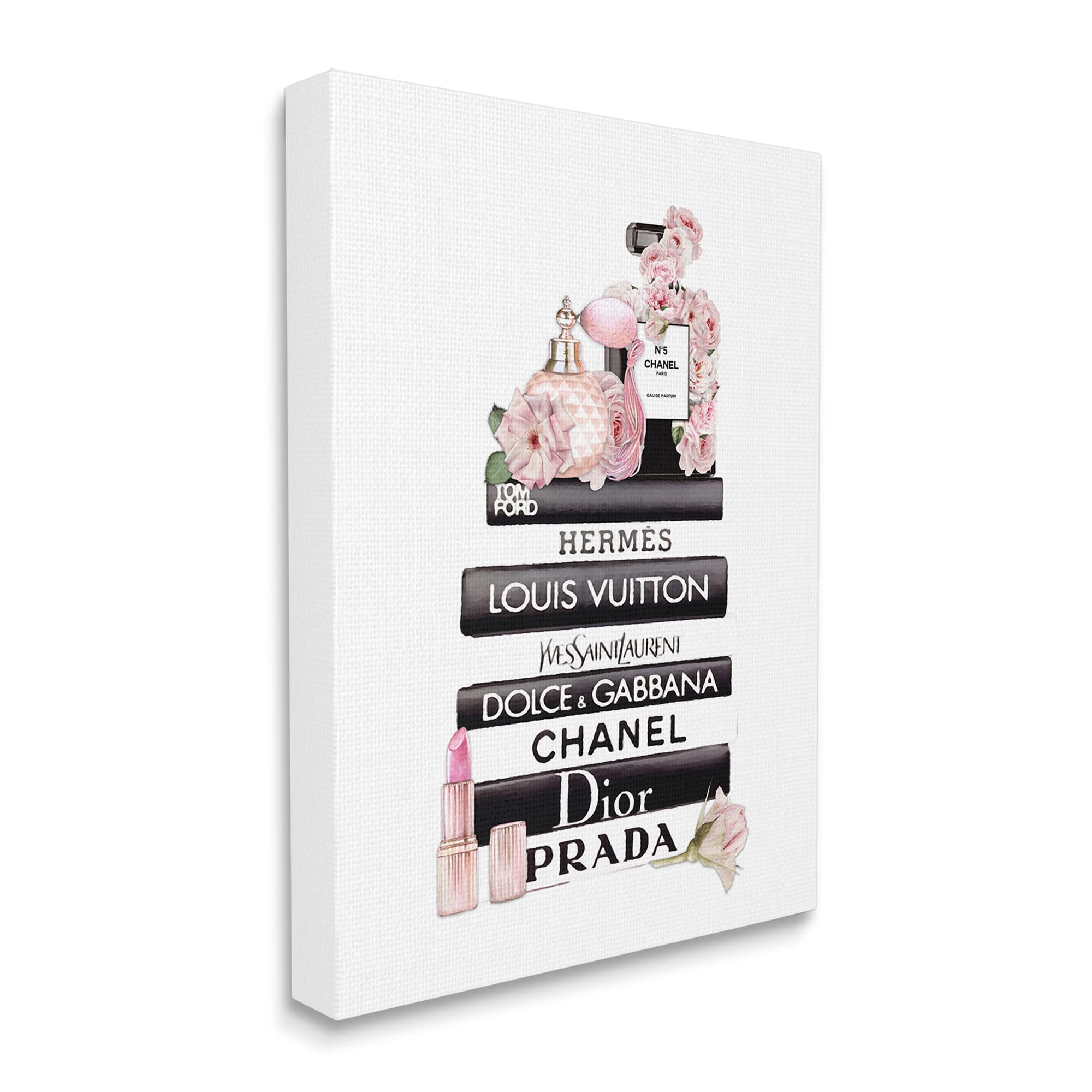 Stupell Industries Chic Pink Toiletry & Cosmetics Glam Fashion Books Canvas Wall Art - Black Framed Decor by ROS Ruseva | Perfect for Bathroom, Bedroom & Vanity Decor