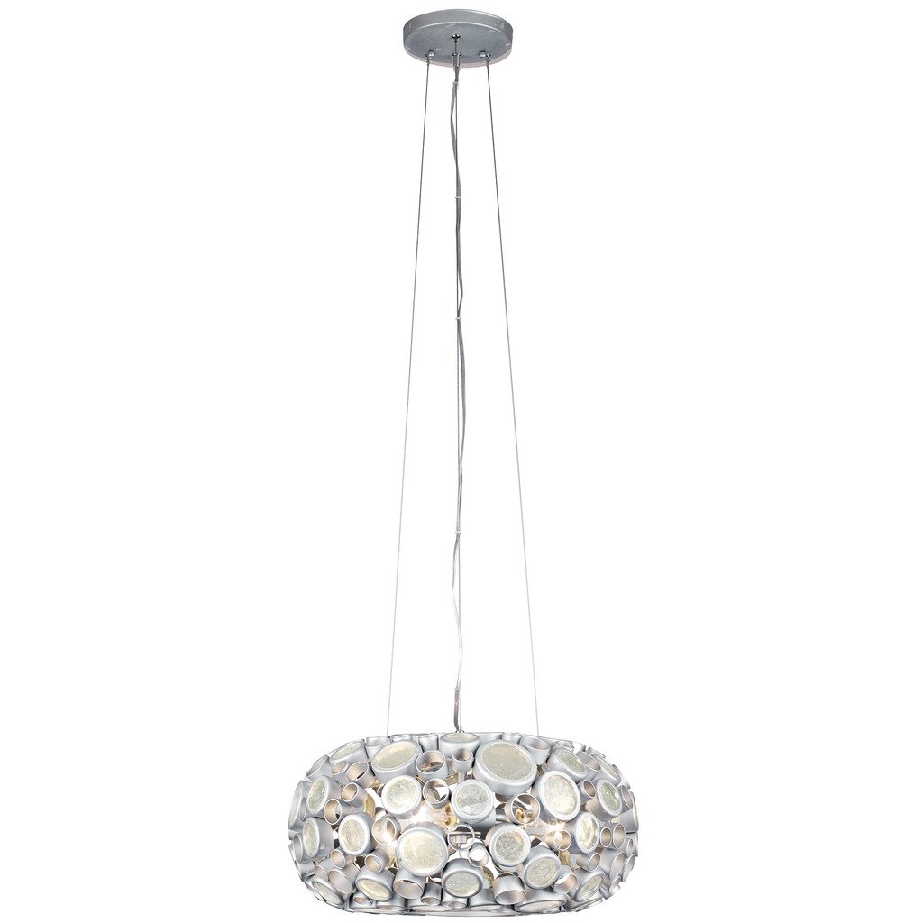 Stylish 3-Light 18-Inch Donut Pendant Light Fixture in Metallic Silver - Perfect for Kitchen Island, Dining Room & Modern Home Decor