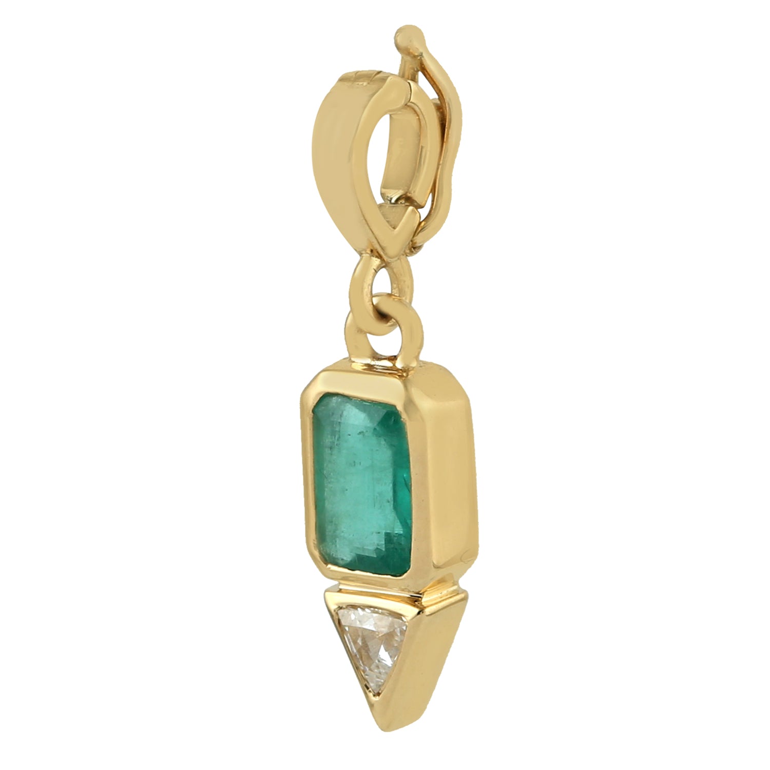 18K Yellow Gold Emerald Cut Emerald Diamond Pendant - Elegant Minimalist Charm Jewelry for Women, Perfect for Weddings, Anniversaries & Special Occasions