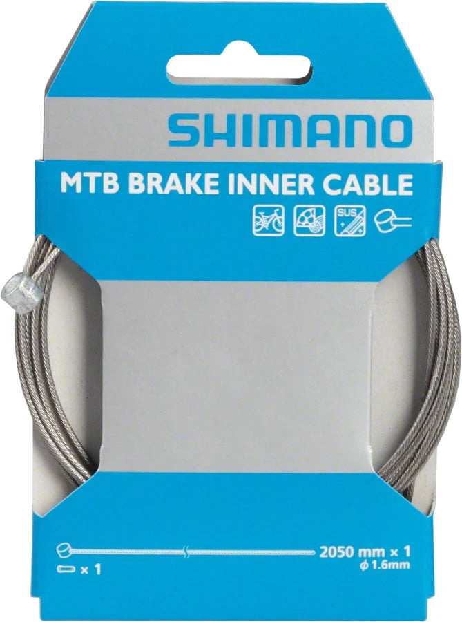 Shimano MTB Inner Brake Cable - Stainless Steel 1.6mm x 2050mm - Y80098210 - Durable Bike Brake Cable for Mountain Bikes & Road Bikes - Perfect for Brake System Repair & Maintenance