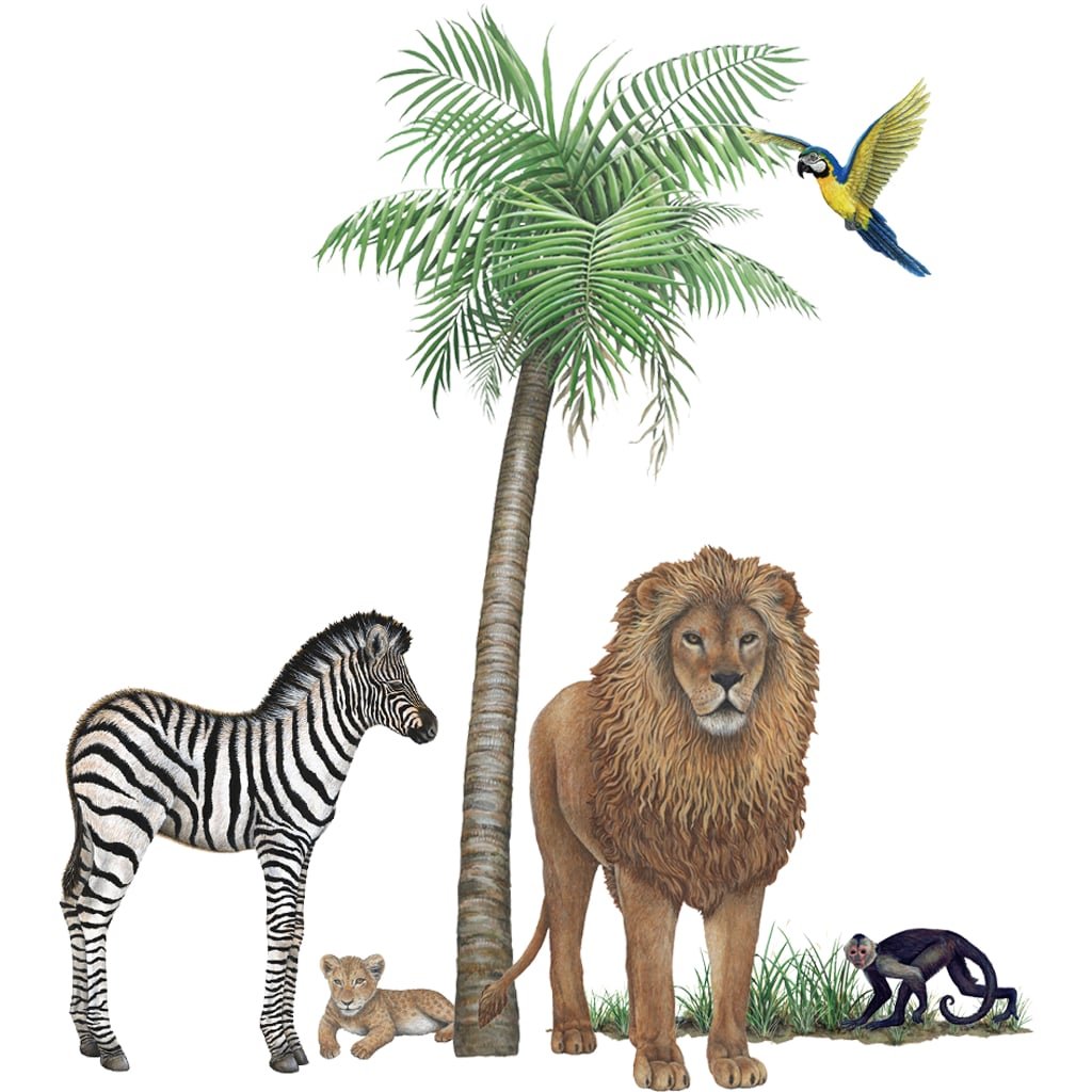 Wild Jungle Wildlife Wall Decals Collection #3 - Tropical Animal Wall Stickers for Kids Room, Nursery & Home Decor - Perfect for Jungle Theme Bedrooms & Playrooms