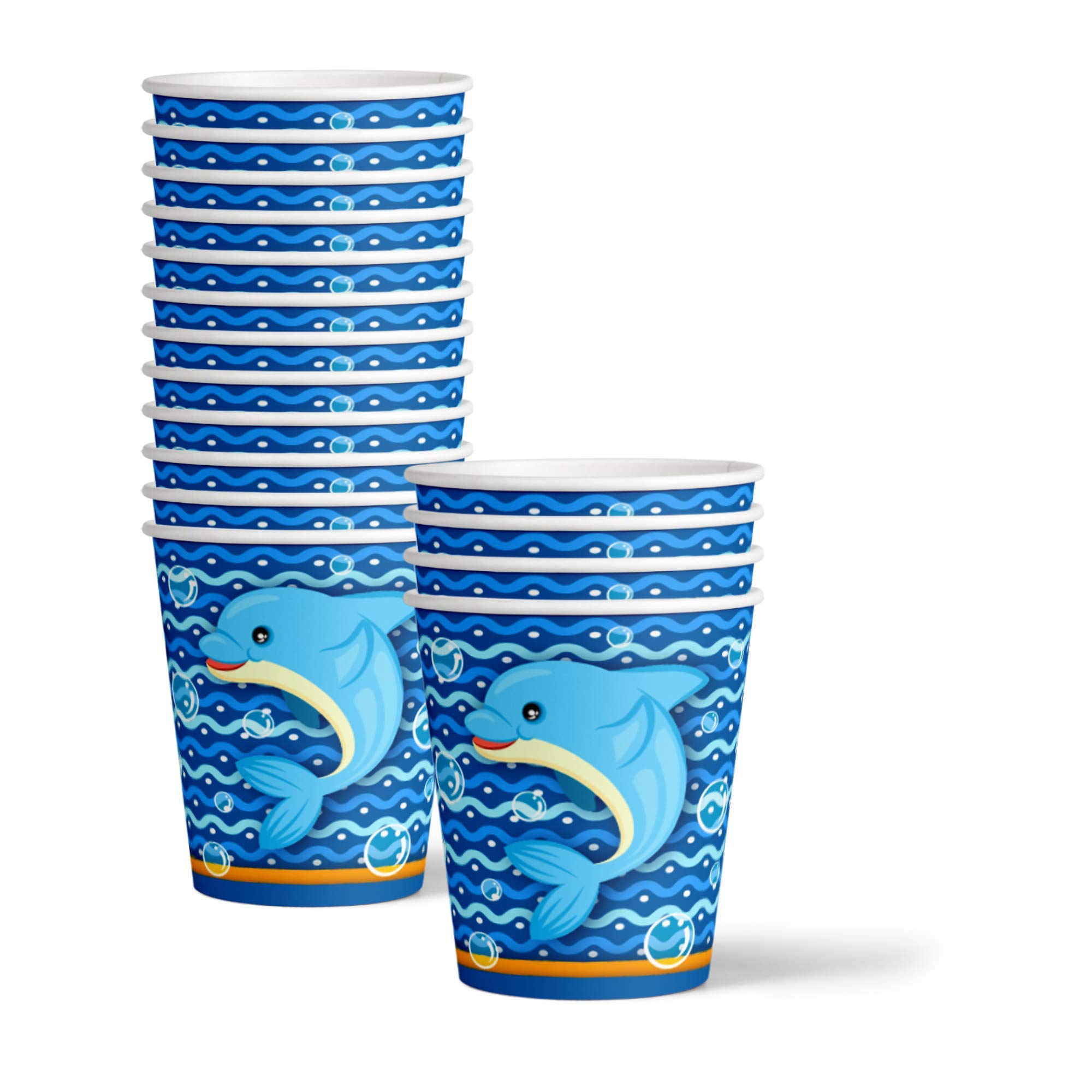 Dolphin Themed Birthday Party Supplies Set - 16-Piece Tableware Kit Includes Plates, Napkins & Cups for Kids Ocean Animal Party Decorations | Perfect for Under the Sea Birthday Celebrations, Baby Showers & Themed Events