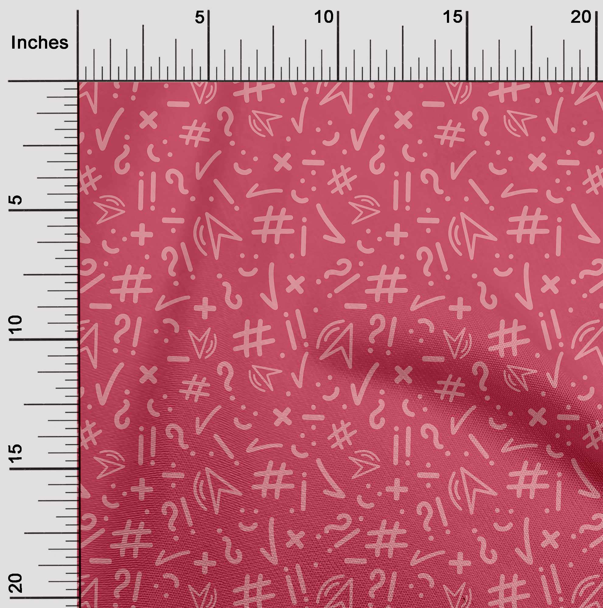 oneOone Cotton Cambric Pink Fabric with Numerical Symbols - 42 Inch Wide Dress Material Print Fabric by The Yard | Perfect for DIY Dresses, Quilting & Home Decor Projects