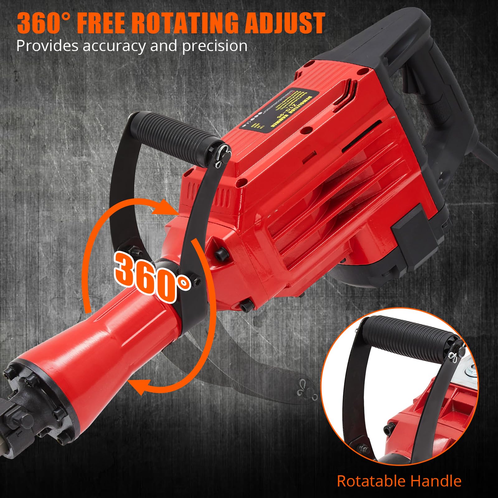 **GARVEE 3600W Electric Demolition Jack Hammer - Heavy Duty Concrete Breaker with 4-Piece Chisel Bit Set, Carrying Case, Noise Canceling Earplugs & Shoulder Strap - Ideal for Construction, Renovation & DIY Projects**