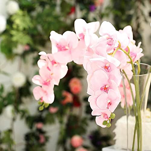 40 Inch Artificial Phalaenopsis Silk Orchid Flowers - Real Touch Pink Fake Orchid Branches for Home, Office, Wedding Decor - Pack of 2 - Perfect for Centerpieces, Table Arrangements & Wall Decor