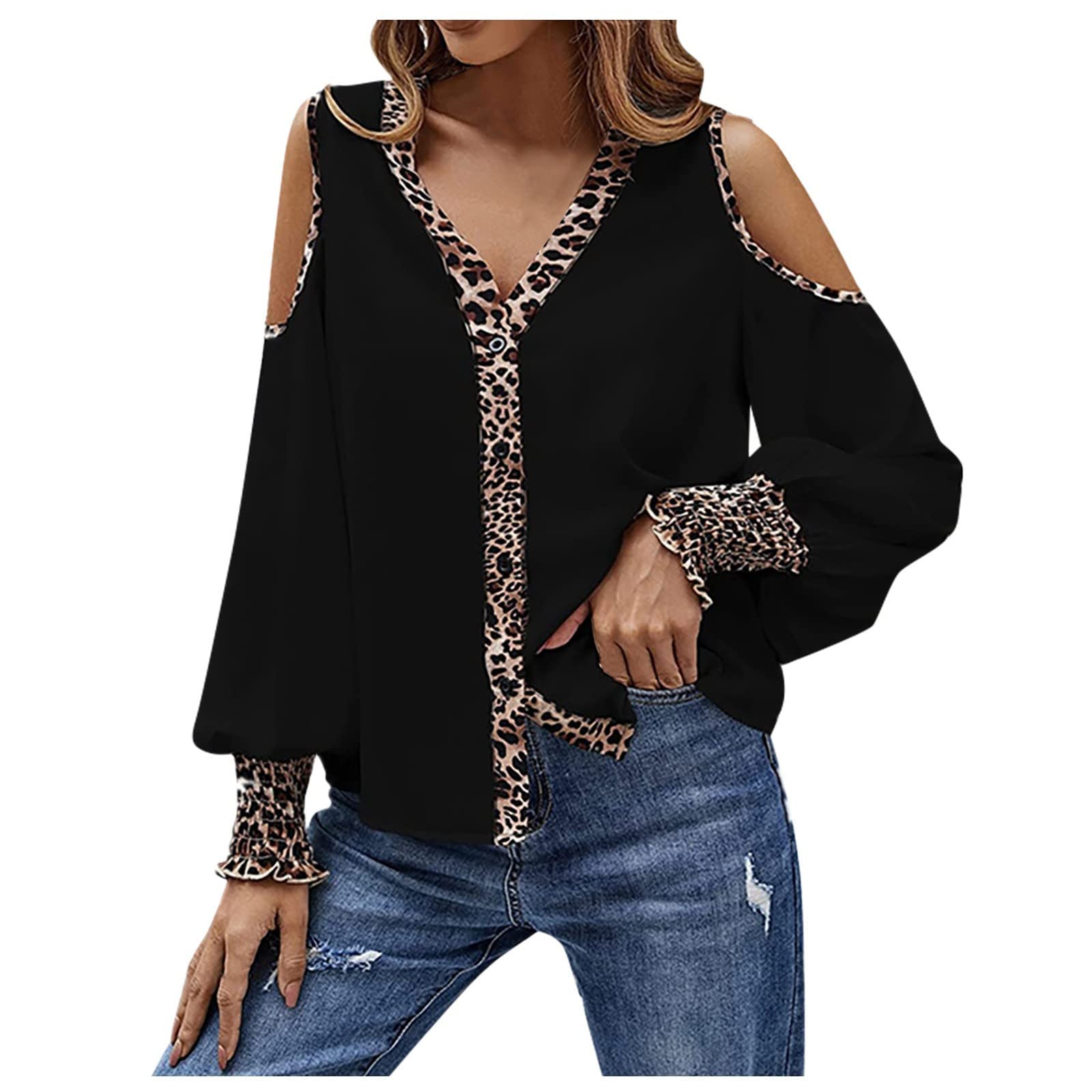 Women's Long Sleeve Pullover Blouses - Flowy Printed Dressy Tops & Sweatshirts in Black | Casual Office Wear & Layering Essentials for Fall/Winter Fashion