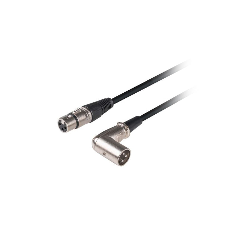 Dynamix XLR 3 Pin Right Angle Male to Female Balanced Audio Cable 2M (6.6ft) - Professional Studio Microphone, Speaker & DJ Equipment Connection for Live Performances & Recording
