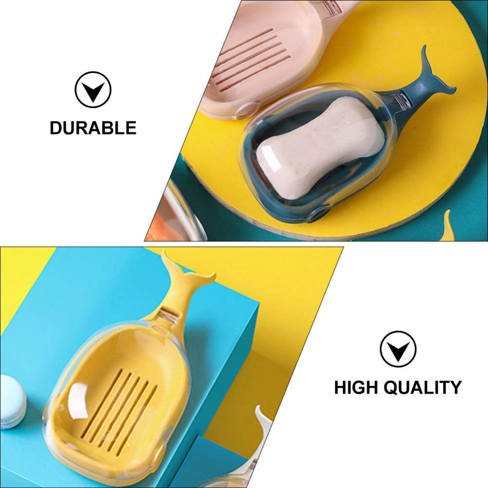 2-Pack Whale Drain Soap Box - Portable Travel Soap Container with Drain Holes, Clear Plastic Soap Holder for Bathroom, Kitchen & Travel - Double Layer PP Clamshell Design for Shower, Sink & Countertop Organization