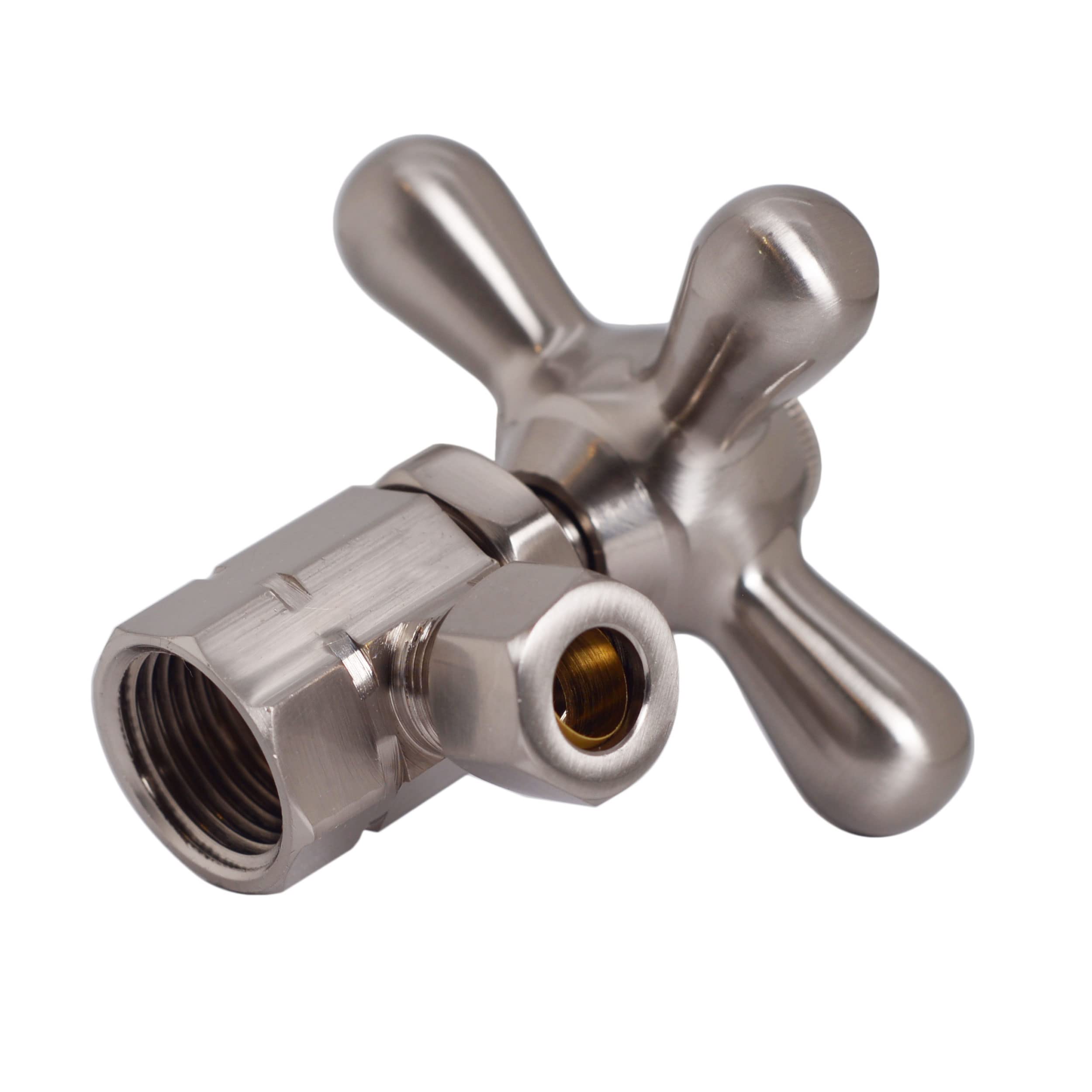 Westbrass D1812T-07 Toilet Tank Supply Kit with Cross Handle Angle Stop & Flat Head Riser - Satin Nickel Finish for Bathroom Plumbing Repair & Installation