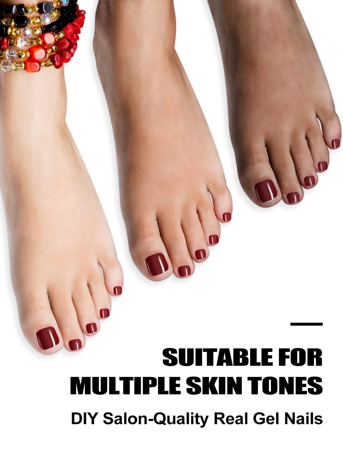Kalolary Gel Toenail Wraps Strips - Long Lasting Brown Toenail Stickers for Pedicure, Salon Quality Nail Wraps with Nail File & Wood Stick (UV/LED Lamp Required) - Perfect for Home Manicures, Nail Art Designs & Salon Quality Results