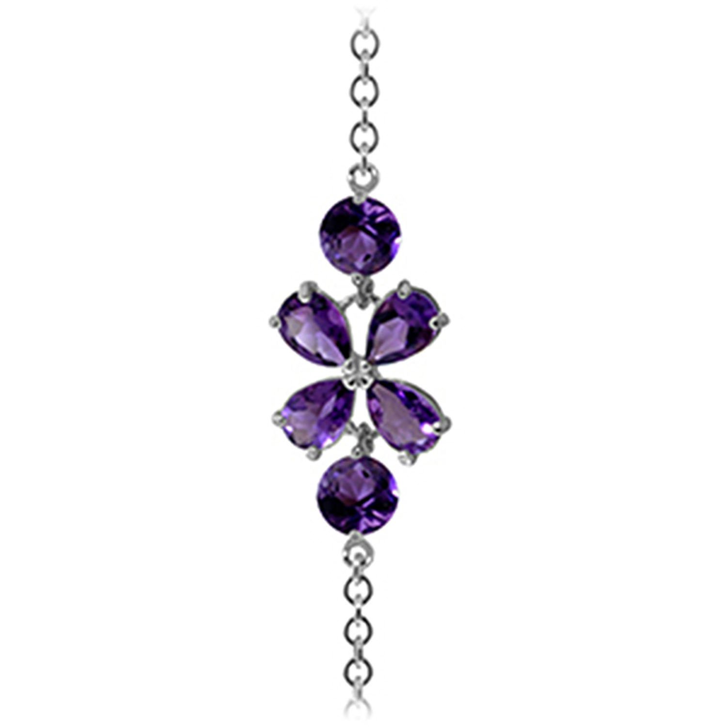 14K Solid White Gold Bracelet with 3.15ct Natural Amethyst Gemstone - Galaxy Gold GG Collection | Elegant Jewelry Gift for Women, Perfect for Weddings, Anniversaries & Special Occasions