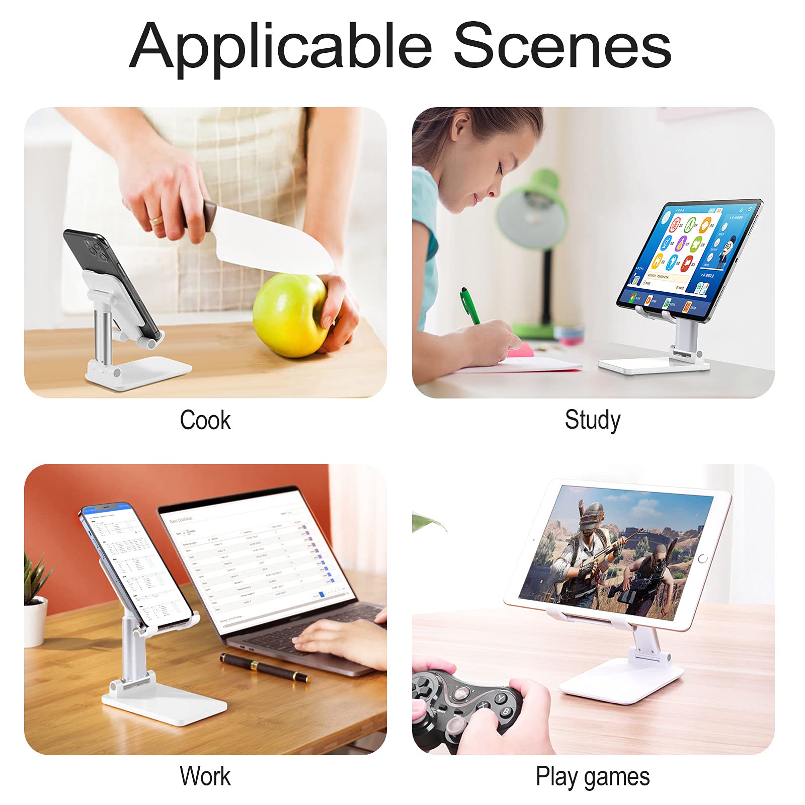Foldable Cell Phone Stand for Desktop - Cute Succulent Cactus Design Phone & Tablet Holder - Perfect for Work, Study, and Video Calls