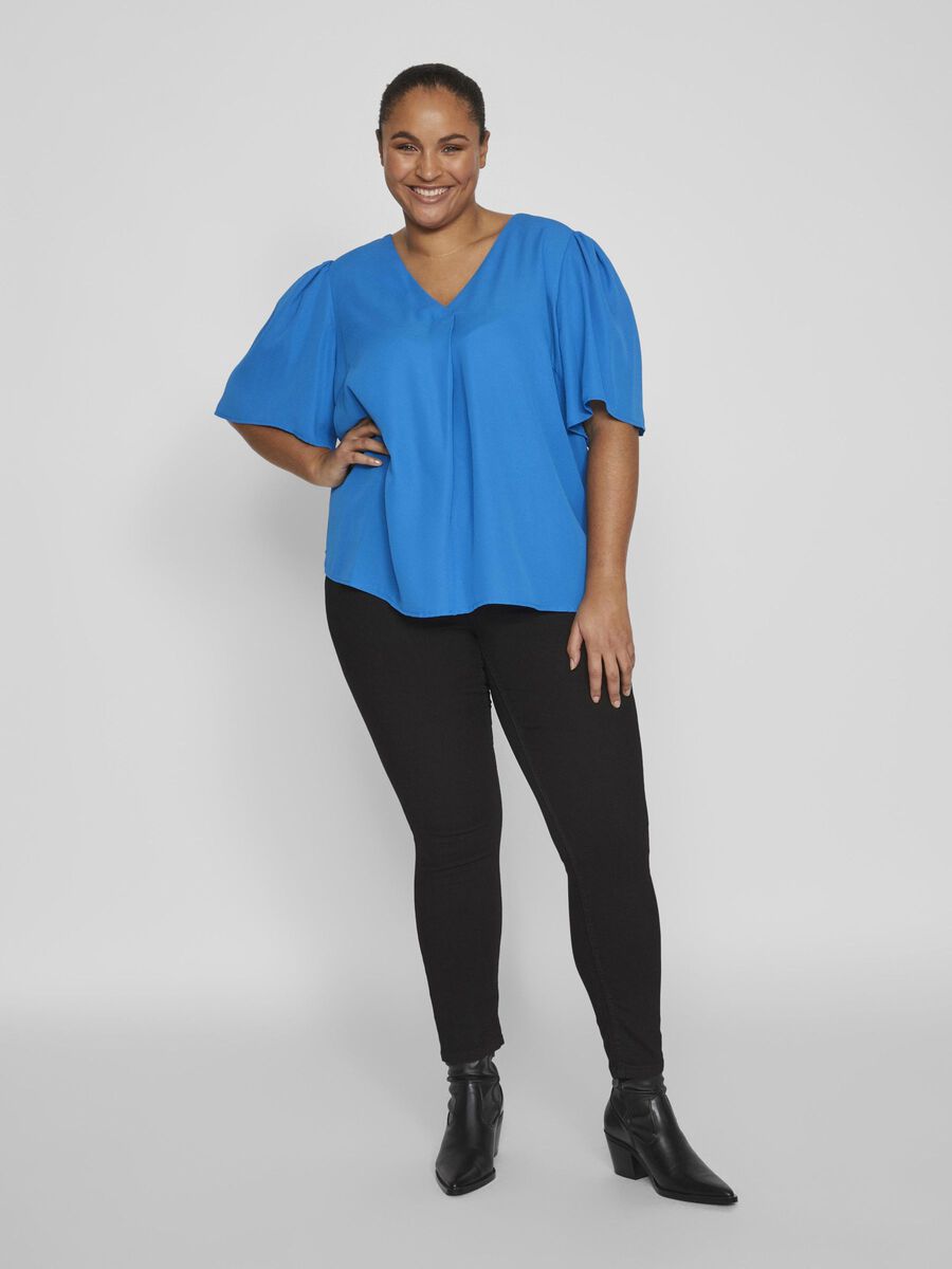 LUCIA Women's V-Neck Casual Top - Soft & Comfortable Blue Blouse for Everyday Wear | Perfect for Office, Dating & Outings