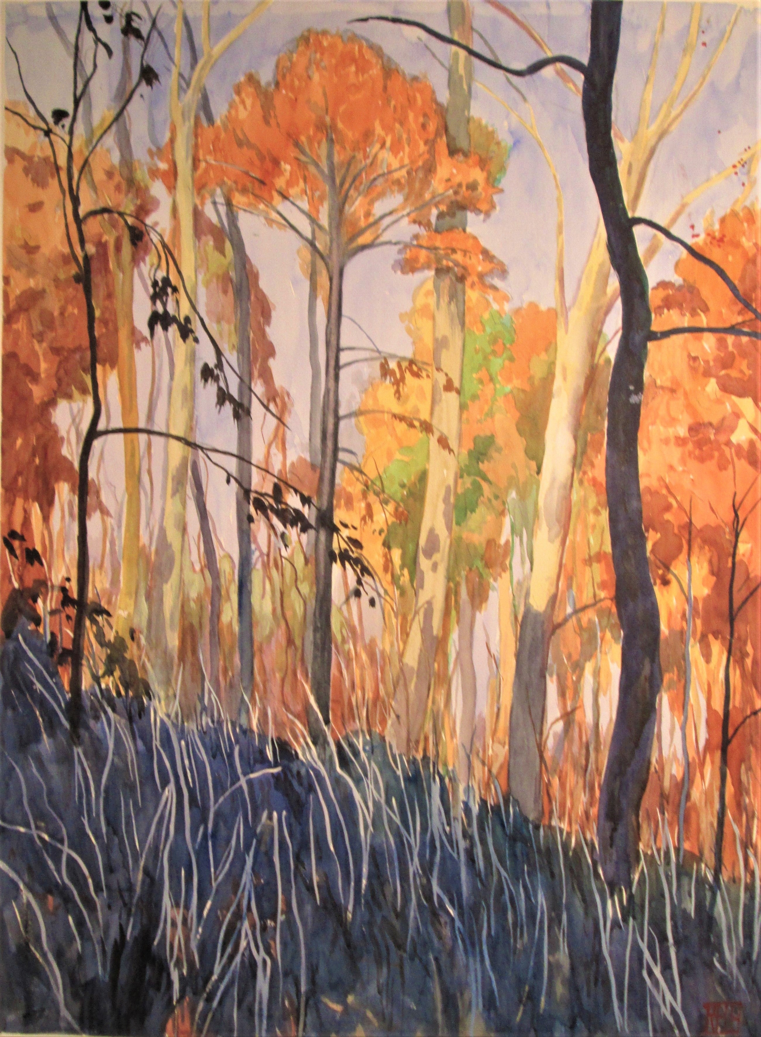 Hillside Trees by Richard Estell - Landscape Oil Painting for Home & Office Decor | Perfect for Living Room, Bedroom, or Office Wall Art