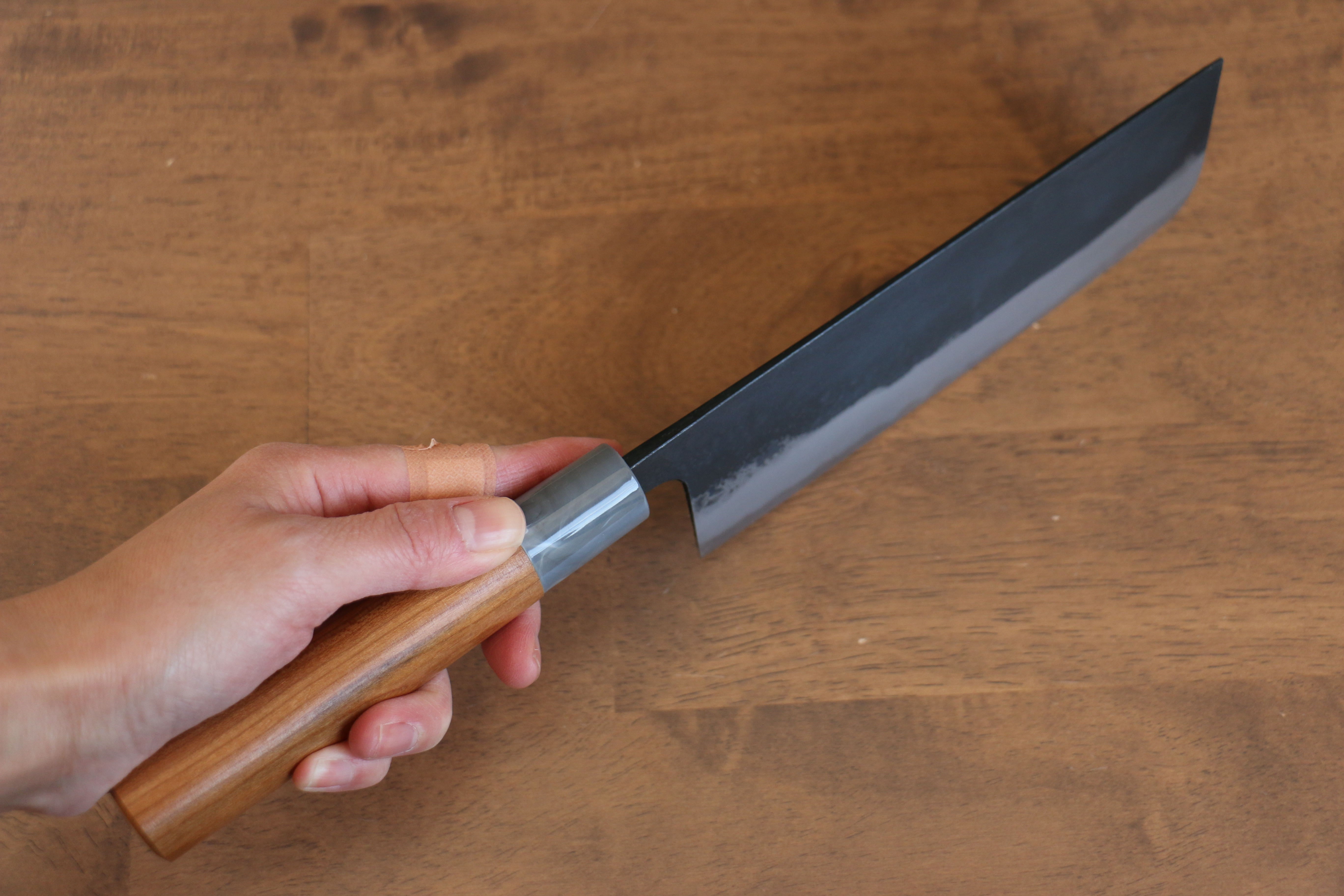 Nao Yamamoto 165mm White Steel Kurouchi Deba Knife with Cherry Blossom Handle - Japanese Kitchen Knife for Slicing Fish, Meat & Vegetables - Perfect for Sushi Chefs & Home Cooking