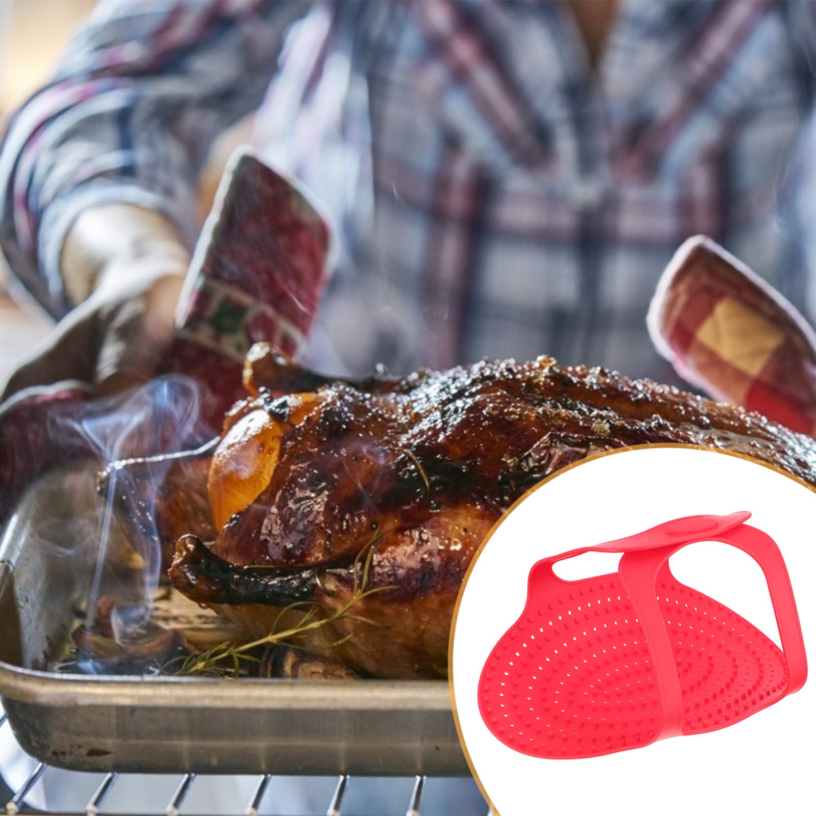 Foldable Silicone Turkey Roasting Basket - Non-Stick Turkey Holder & Baking Mat for Oven, Perfect for Thanksgiving, Christmas, and Holiday Roasts | Durable, Reusable Bakeware Sling for Juicy Turkey & Meat