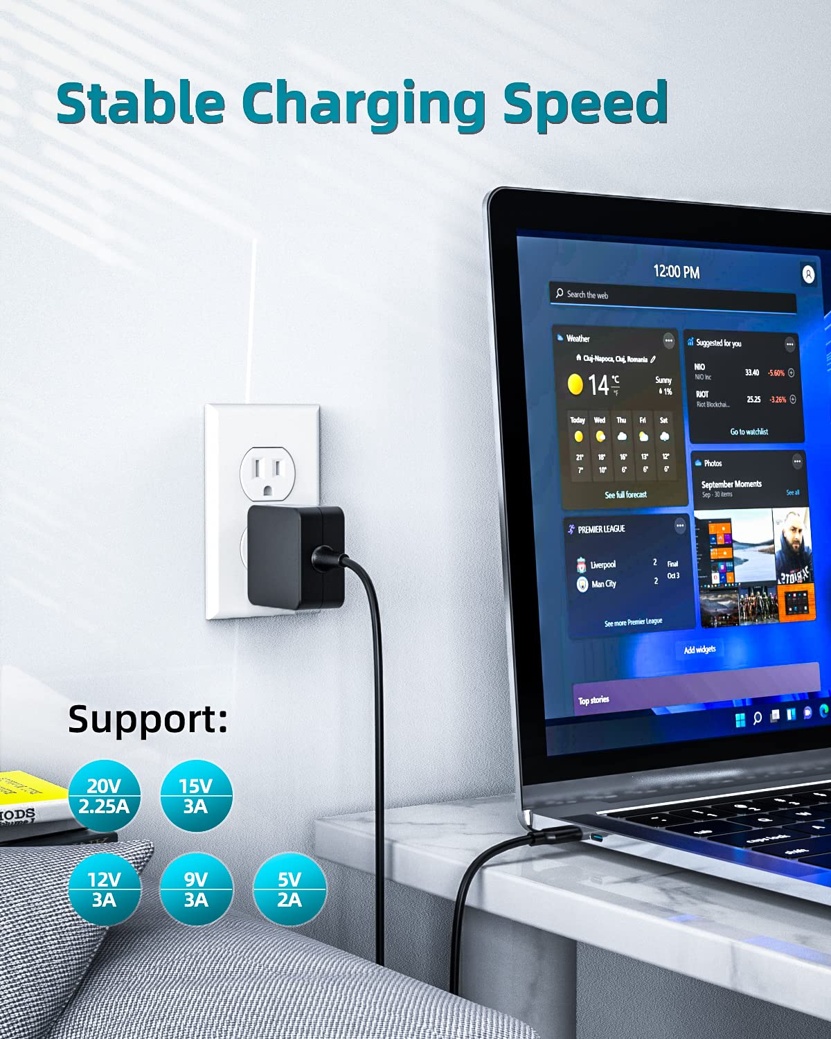 45W Fast USB-C Charger for Asus Chromebook - UL Certified Safe Charging with 7.5FT Cable | Portable Laptop Charger for Home, Office & Travel