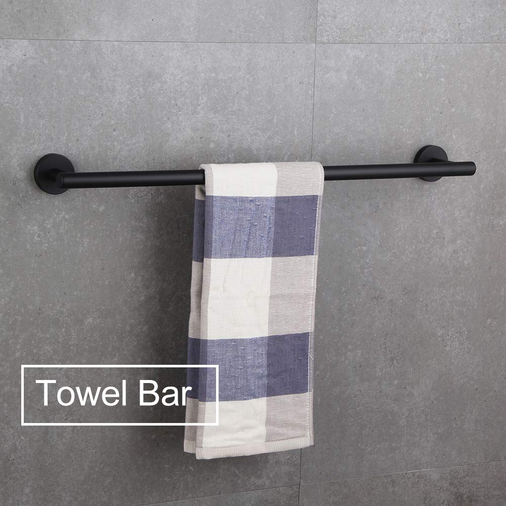 24-Inch Stainless Steel Towel Holder - Modern Matte Black Wall Mounted Bathroom Towel Bar for Showers & Spa | BEIGEEWY Bath Accessories