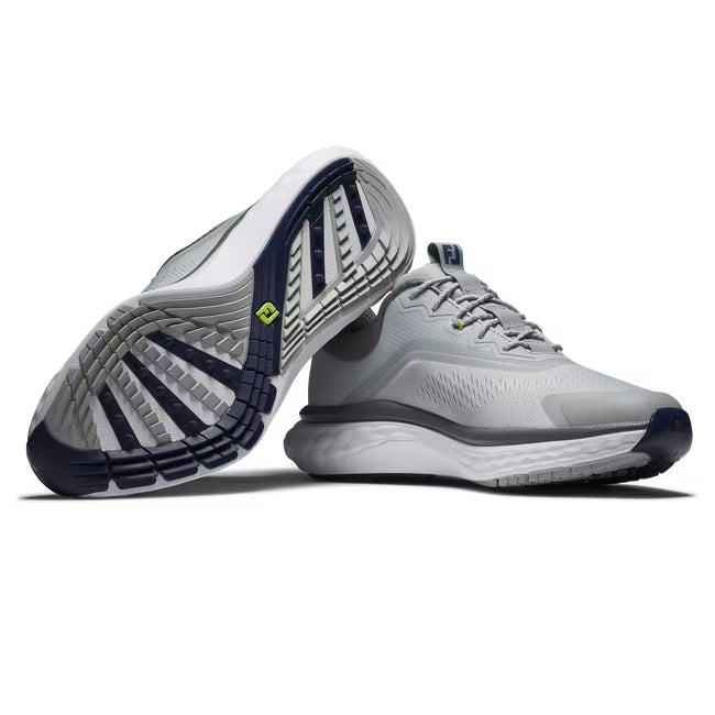 FootJoy Men's Quantum Spikeless Golf Shoes - Grey/White/Blue | Comfortable & Waterproof Golf Footwear for Walking Courses | Perfect for Casual & Tournament Play