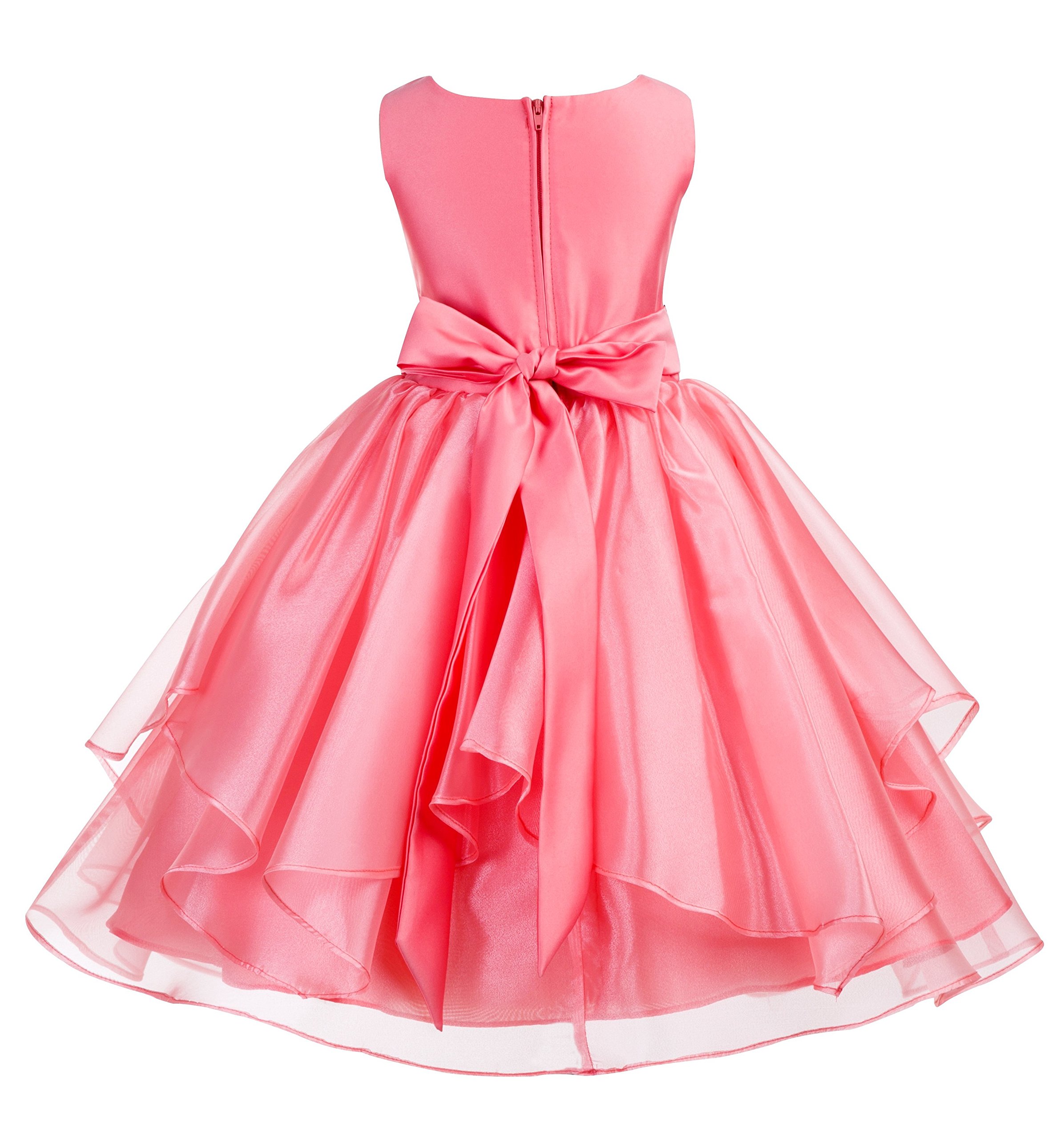 ekidsbridal Asymmetrical Ruffled Organza Sequin Flower Girl Dress for Toddlers - Perfect for Weddings, Pageants & Special Occasions