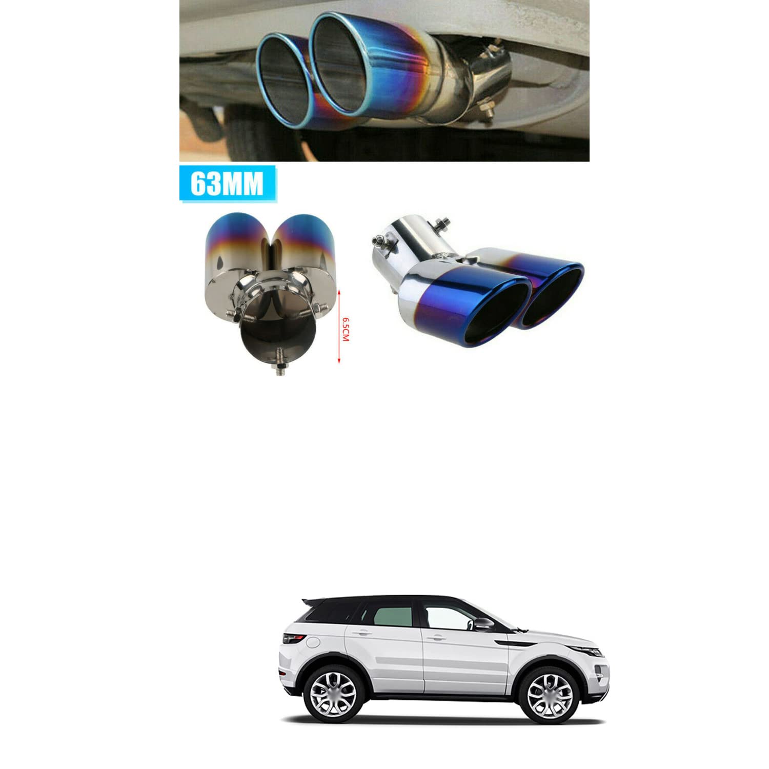 PRIKNIK Stainless Steel Adjustable Exhaust Pipe Muffler Tip - Silencer Car Tailpipe for Enhanced Performance & Style - Compatible with Most Cars - Perfect for Custom Car Mods & Street Racing Upgrades
