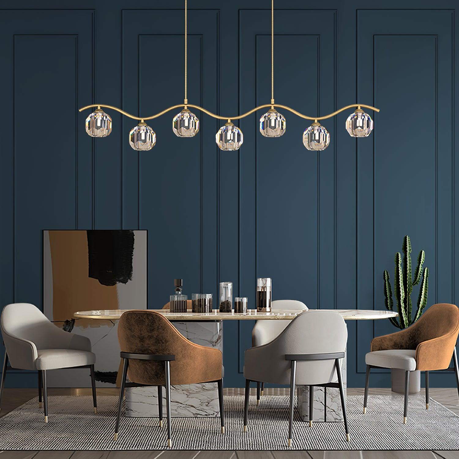 Elegant Eara Crystal Chandelier - Modern Ceiling Light Fixture for Dining Room, Living Room & Bedroom | Dimmable LED Lighting for Home Decor & Wedding Events