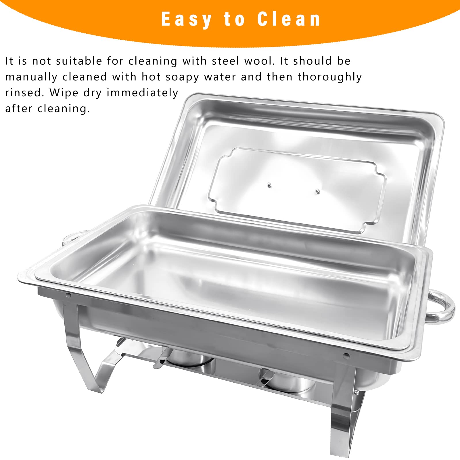 PRIJESSE Stainless Steel Chafing Dish Set - 4 Pack Rectangle Buffet Food Warmer with Lids, Bain Marie Pans & Fuel Holders for Catering, Restaurants, Weddings & Party Serving | Keep Food Warm for Hours at Events, Banquets & Buffet Lines