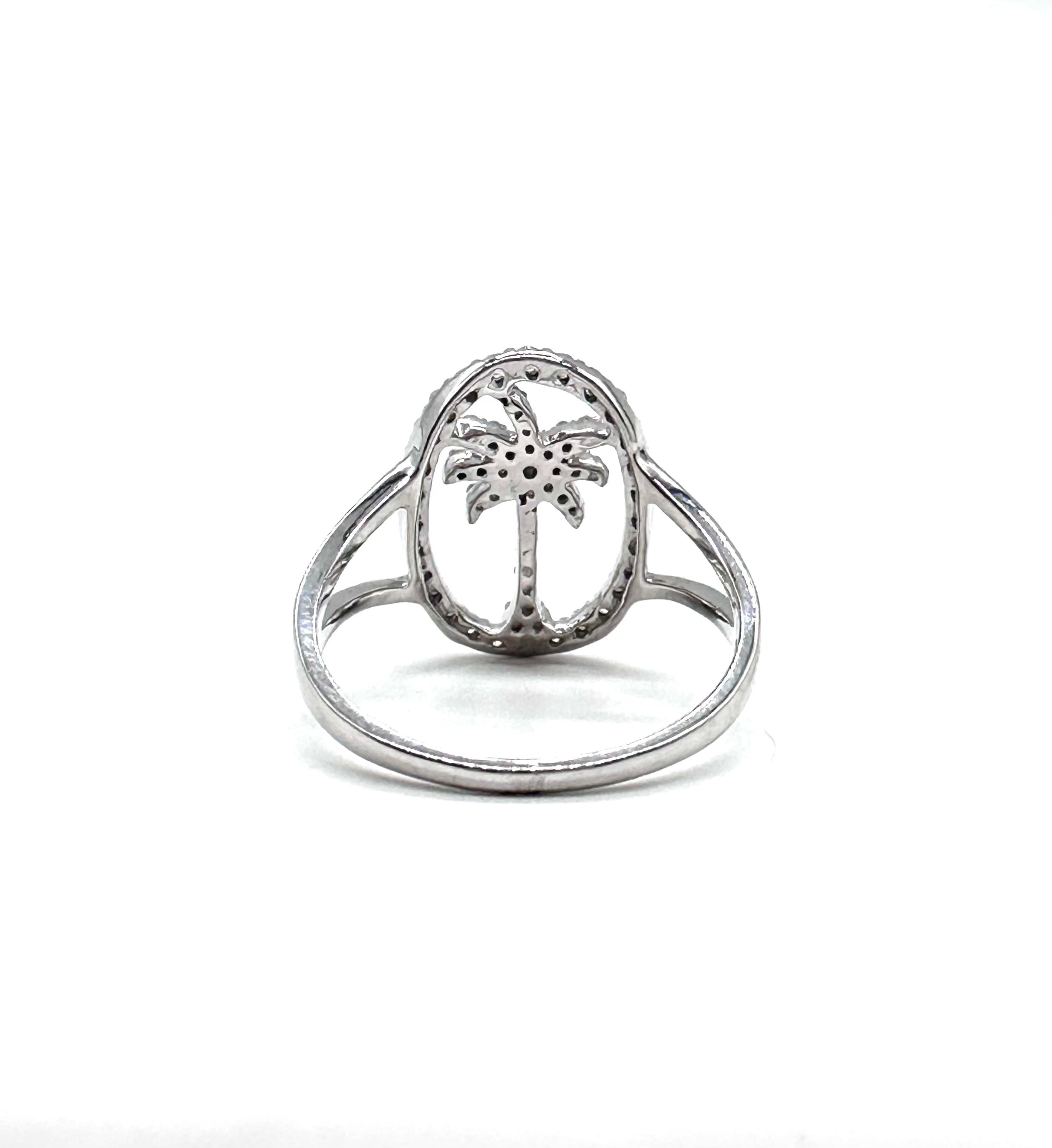 Palm Tree Diamond Ring for Women - 14K Gold or Sterling Silver Tropical Beach Jewelry - Perfect for Vacation, Summer Parties & Beach Weddings