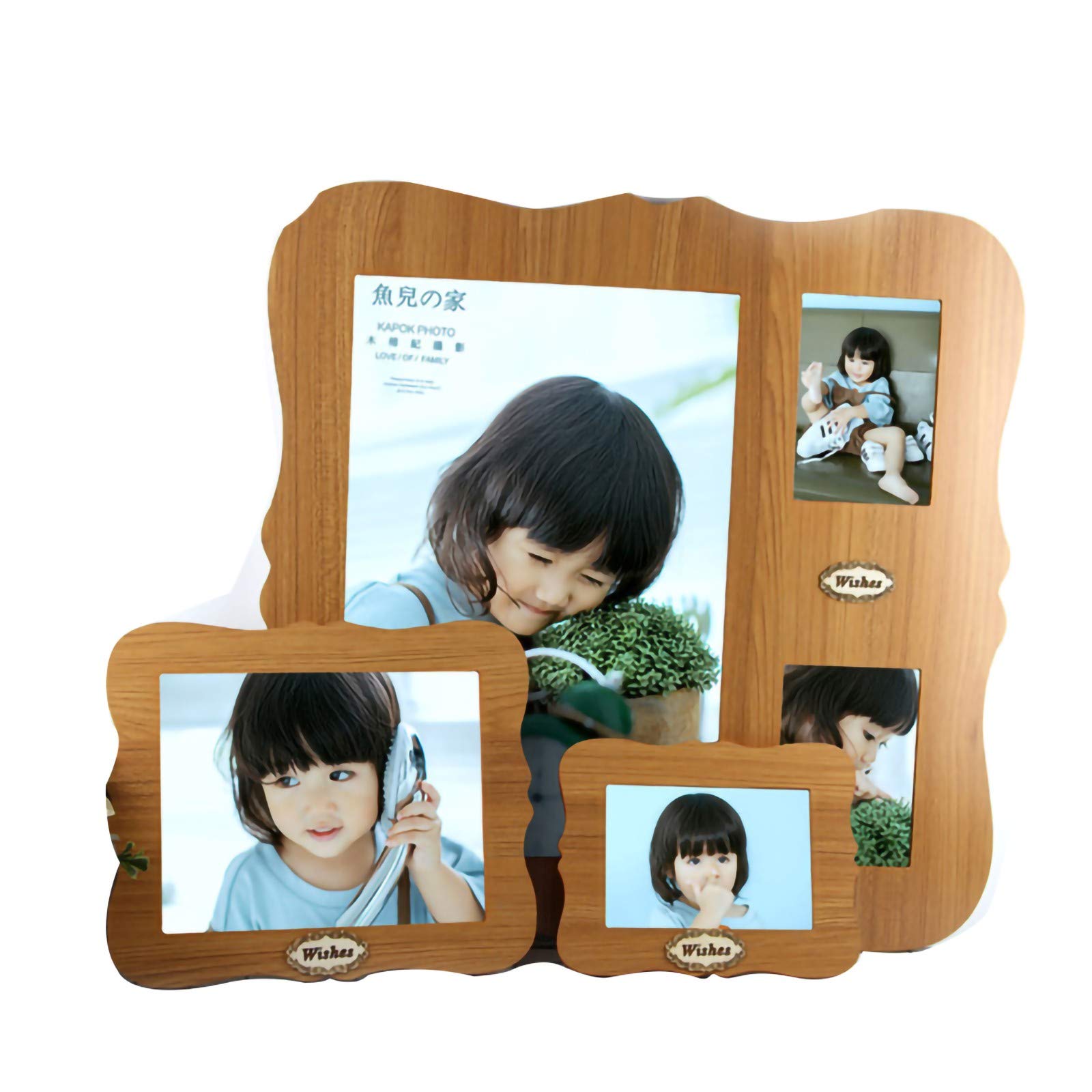 Wooden Photo Frame Set - 3-Piece Gallery Display for 5 Photos | Home & Office Decor